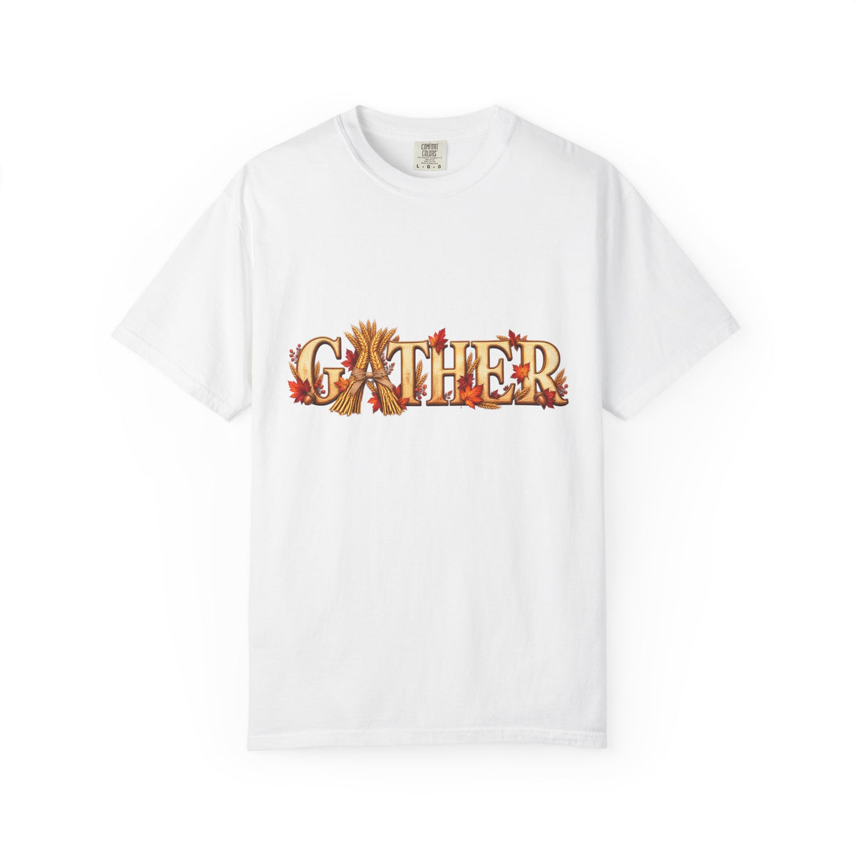 Gather Fall T-Shirt — Autumn Leaves Harvest Graphic Tee, Thanksgiving Family Gathering Shirt, Rustic Fall Gift