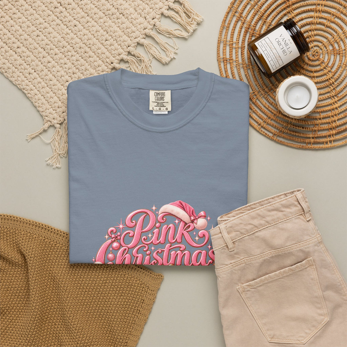 Pink Christmas T-Shirt — Festive Retro Script Holiday Tee