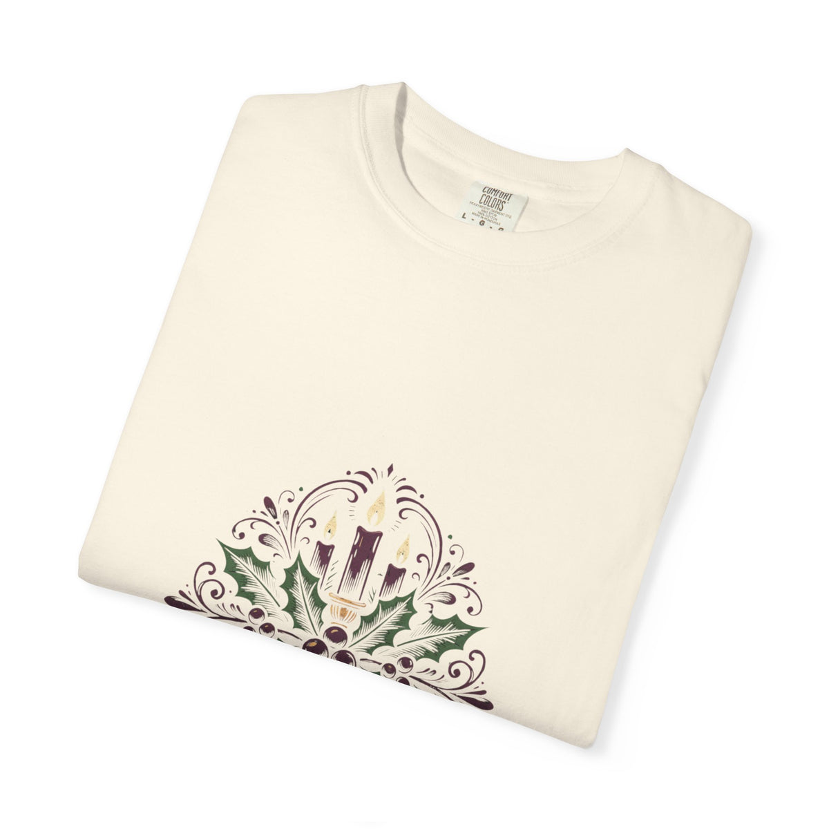 Moody Holiday Candle Wreath T-Shirt | Christmas Seasonal Tee | Festive Graphic Shirt | Holiday Gift for Her Him | Vintage Xmas