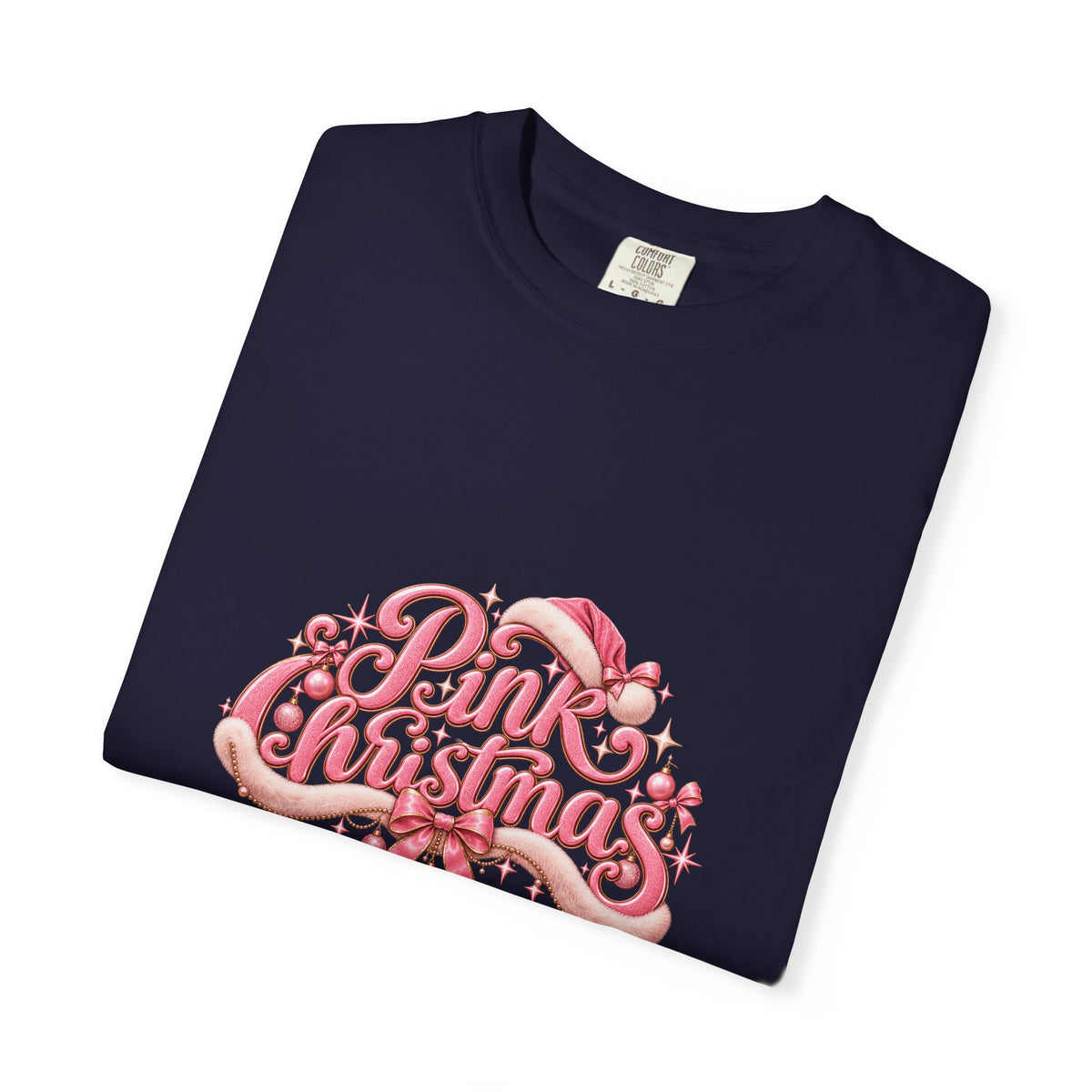Pink Christmas T-Shirt — Festive Retro Script Holiday Tee