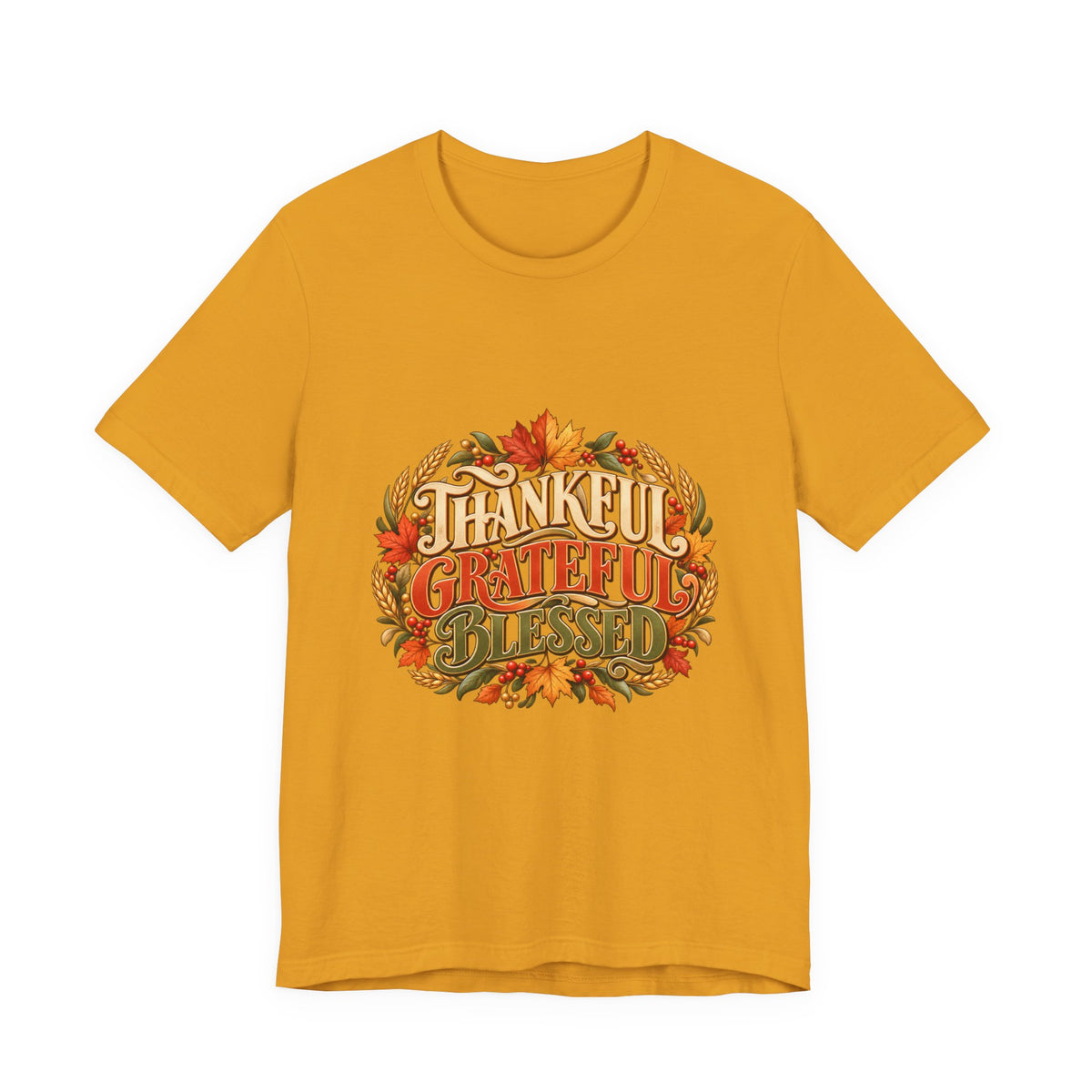 Thankful Grateful Blessed tee | Fall leaves Thanksgiving shirt