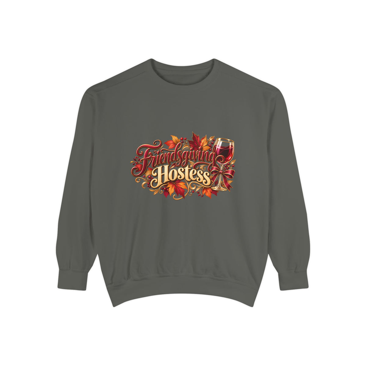 Hostess With The Mostest Sweatshirt — Thanksgiving Crewneck, Funny Fall Hostess Gift, Autumn Leaves Harvest Top