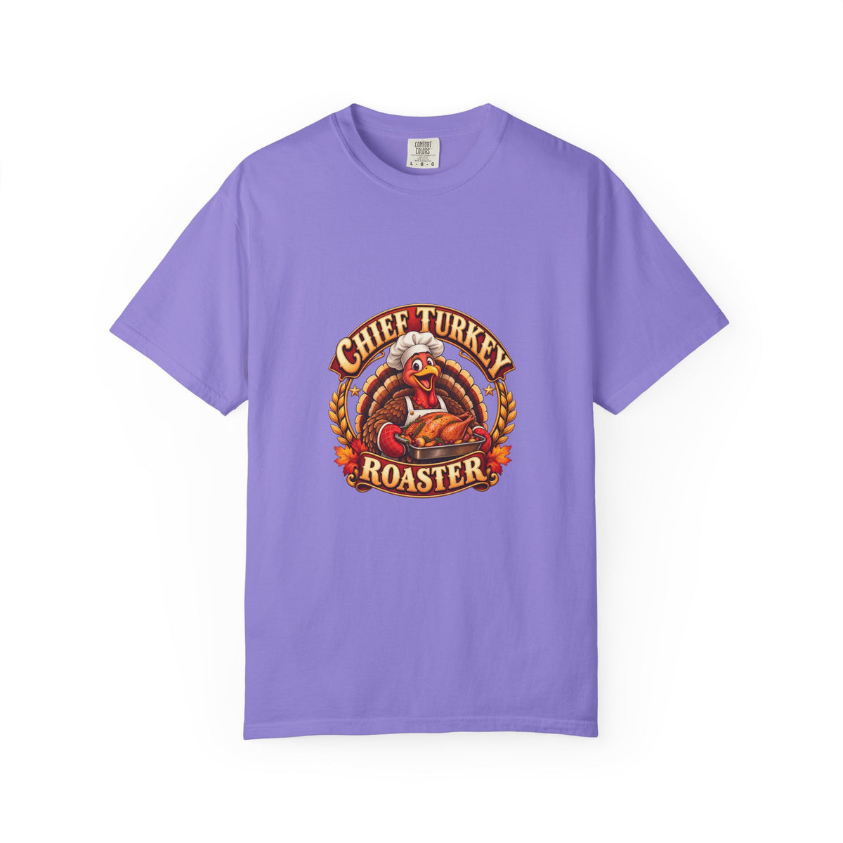 Chief Turkey Roaster T-Shirt — Retro Thanksgiving Emblem Tee, Vintage BBQ Turkey Badge Graphic Fall Shirt