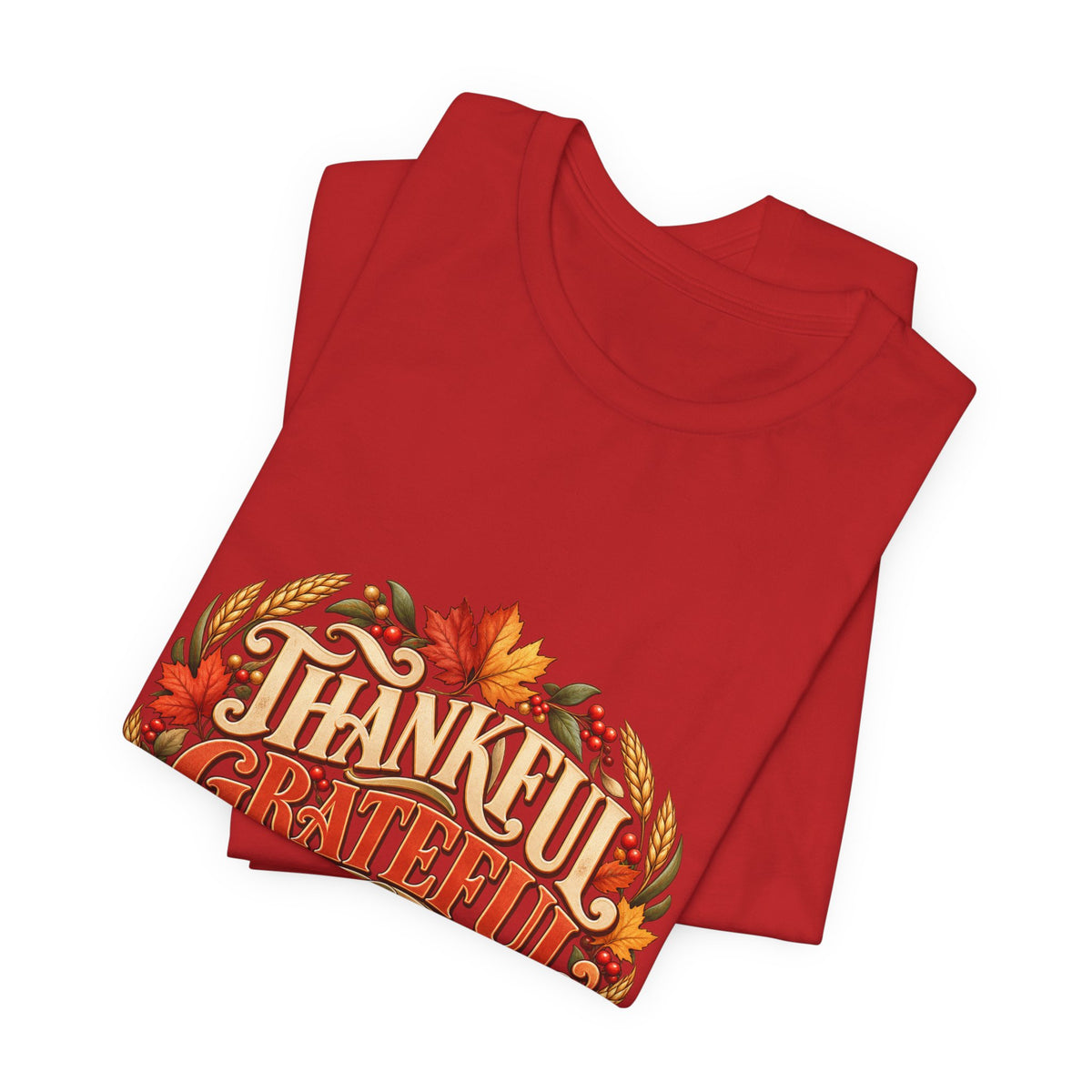 Thankful Grateful Blessed tee | Fall leaves Thanksgiving shirt