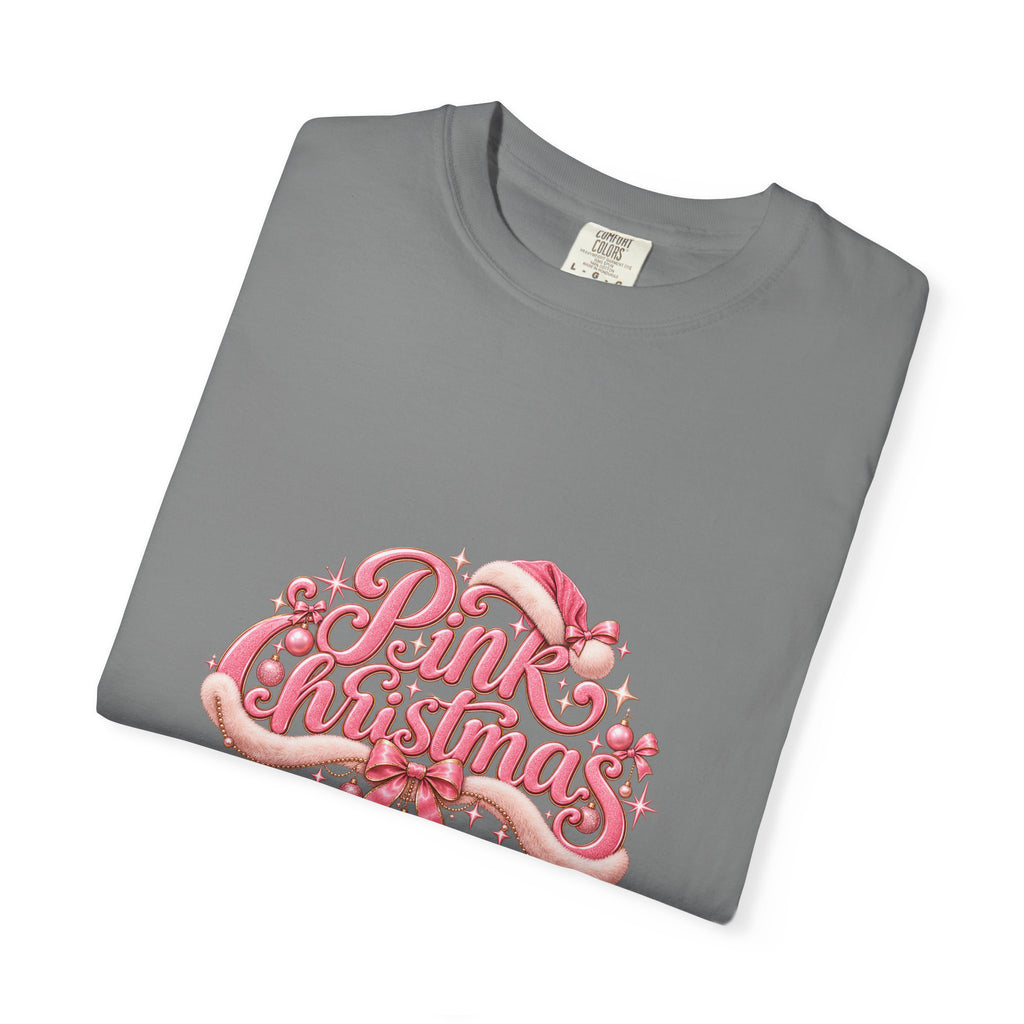 Pink Christmas T-Shirt — Festive Retro Script Holiday Tee