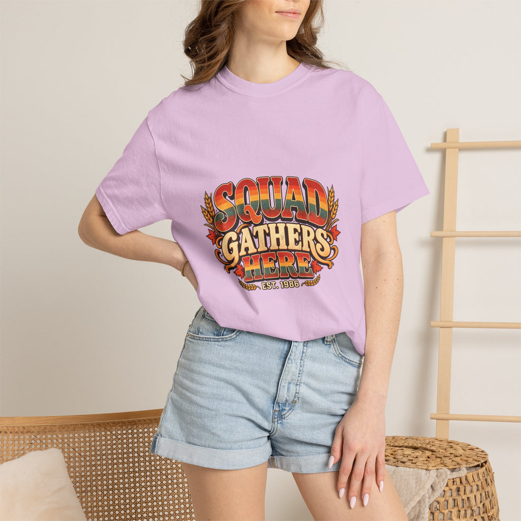 Squad Gathers Here T-Shirt — Retro Thanksgiving Family Reunion Tee, Vintage Fall Gathering Shirt, Friendsgiving