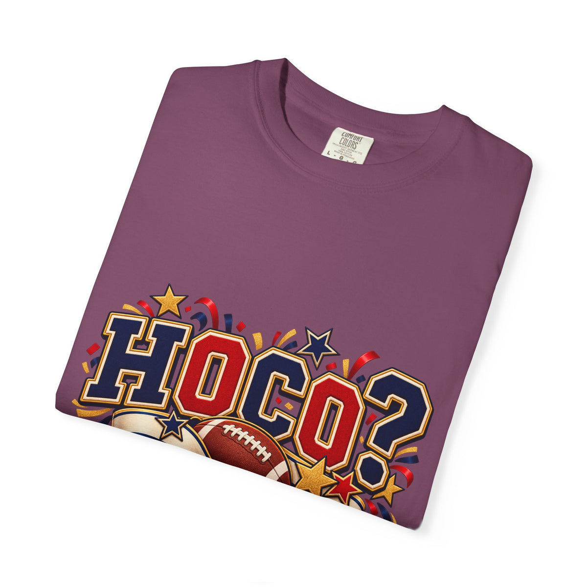 HOCO? Football Homecoming T-shirt | School Spirit, Stars & Banner Design