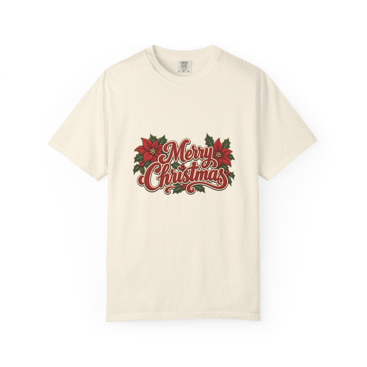 Merry Christmas Poinsettia T-Shirt | Red Holiday Floral Graphic Tee