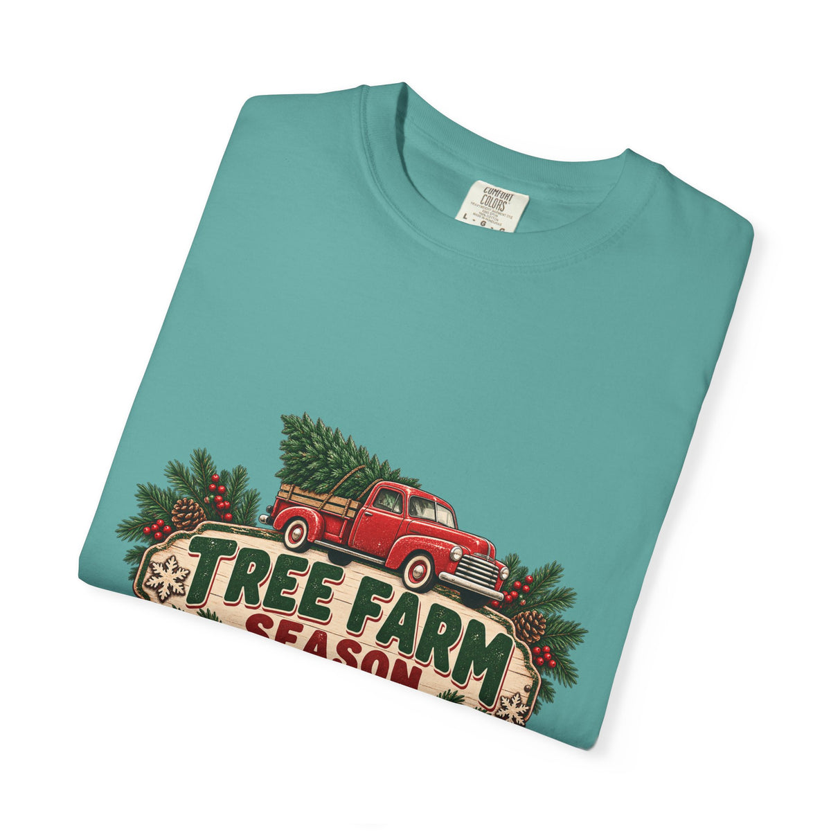 Tree Farm Season T-Shirt — Vintage Red Truck Christmas Tee