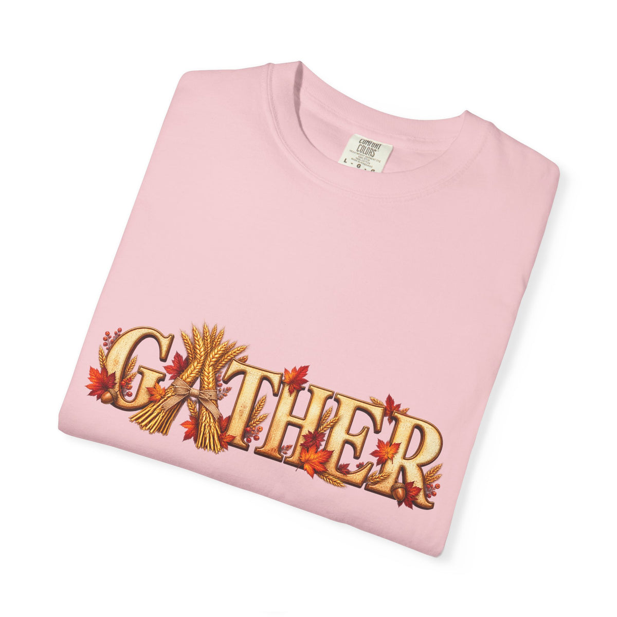 Gather Fall T-Shirt — Autumn Leaves Harvest Graphic Tee, Thanksgiving Family Gathering Shirt, Rustic Fall Gift
