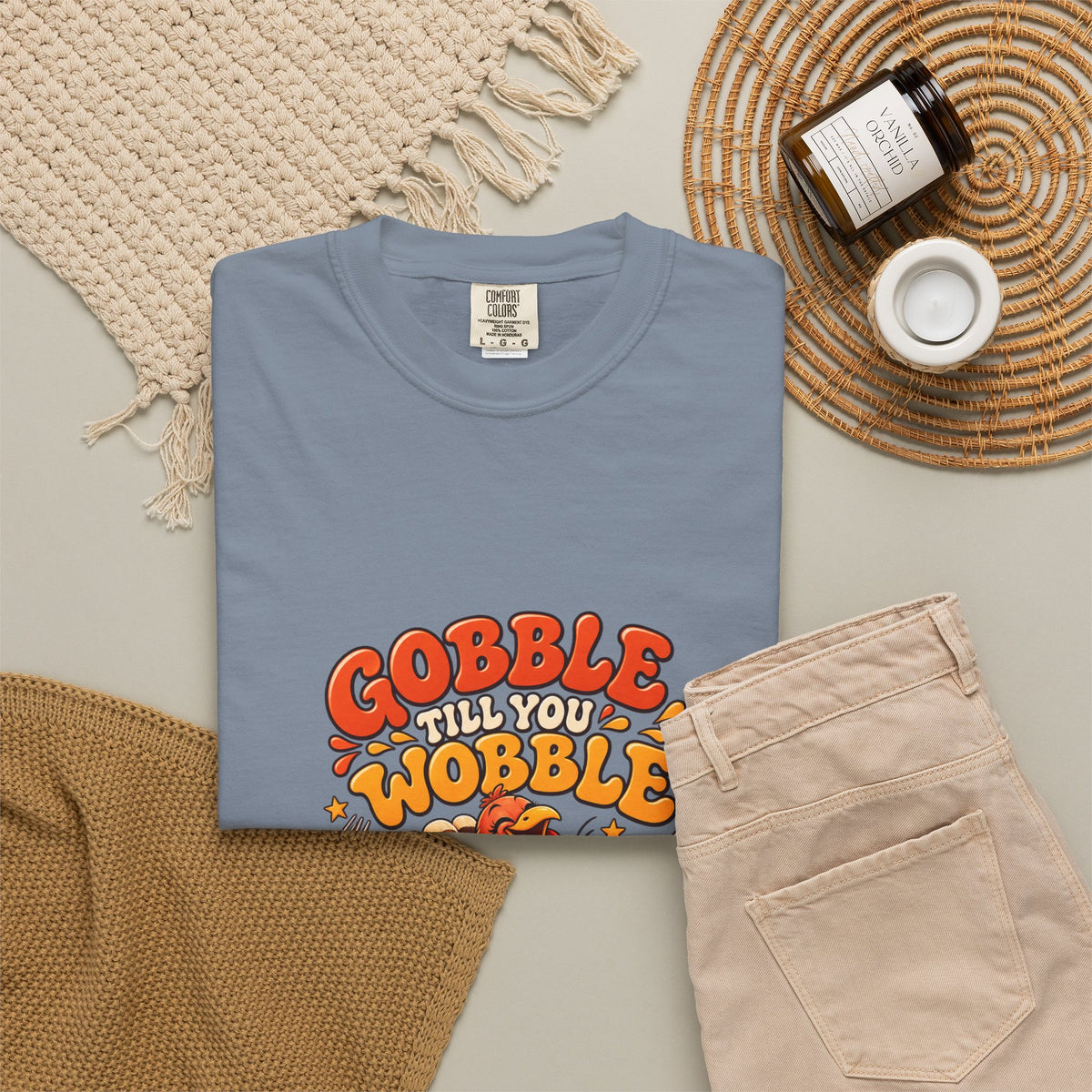 Gobble Till You Wobble Turkey T-Shirt | Thanksgiving Turkey Graphic