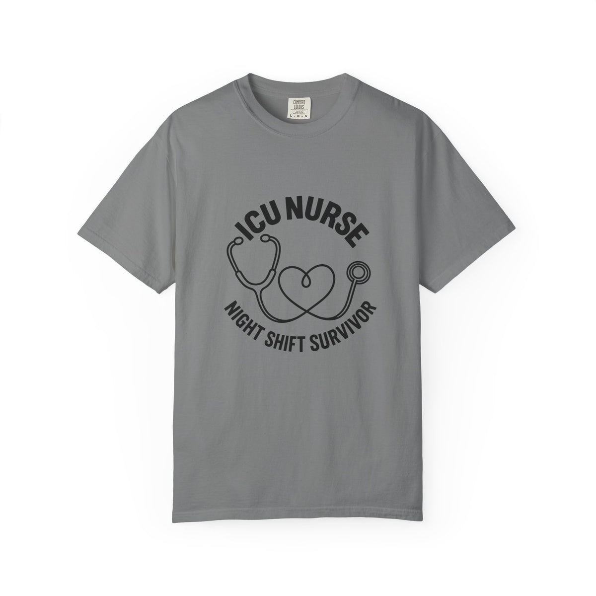 ICU Nurse Night Shift Survivor T-shirt | Stethoscope Heart Design