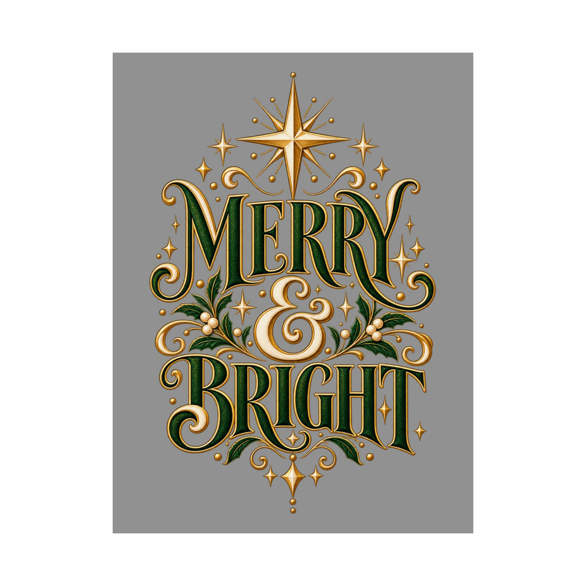 Merry & Bright Holiday Poster — Matte Vertical Christmas Wall Art