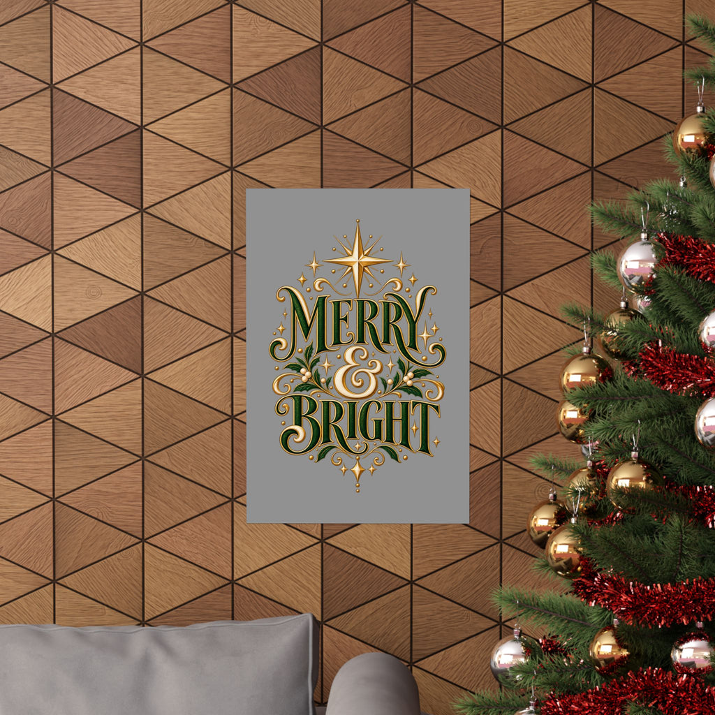 Merry & Bright Holiday Poster — Matte Vertical Christmas Wall Art