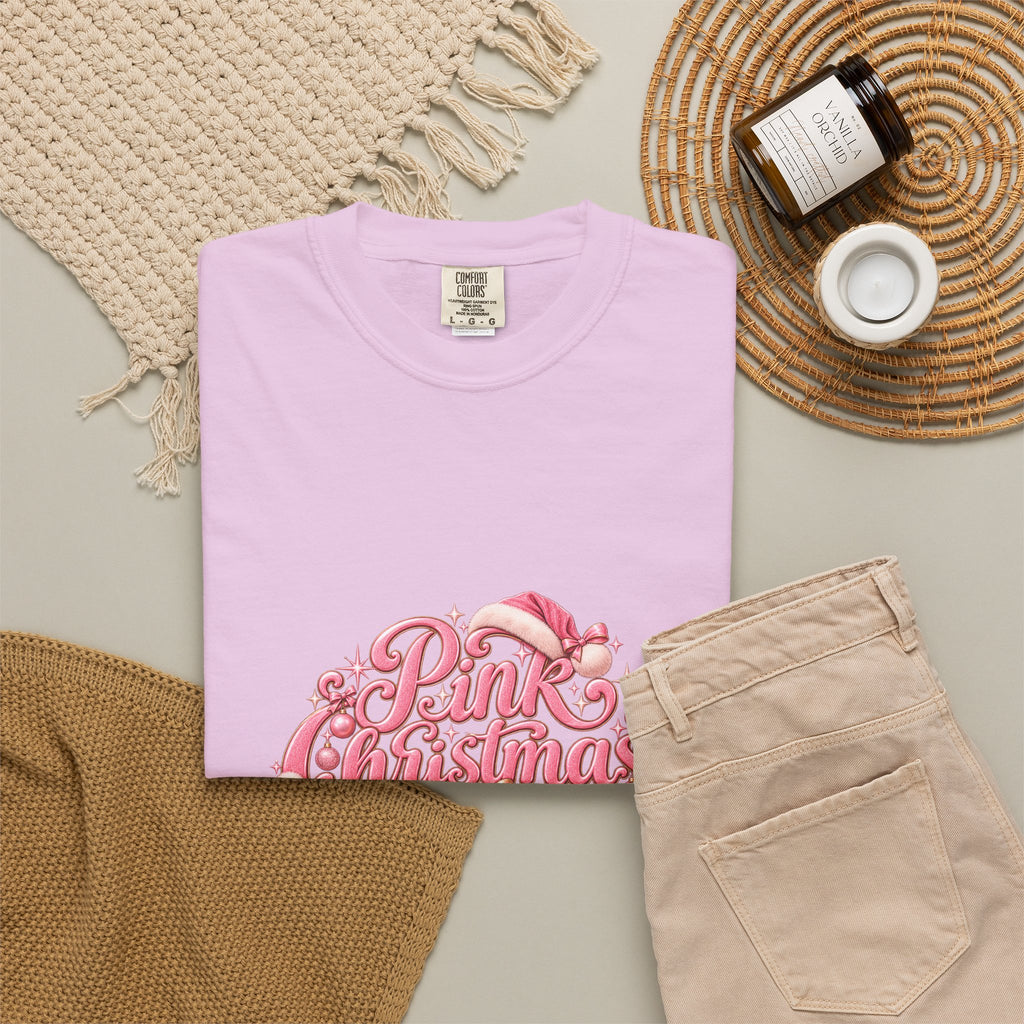 Pink Christmas T-Shirt — Festive Retro Script Holiday Tee