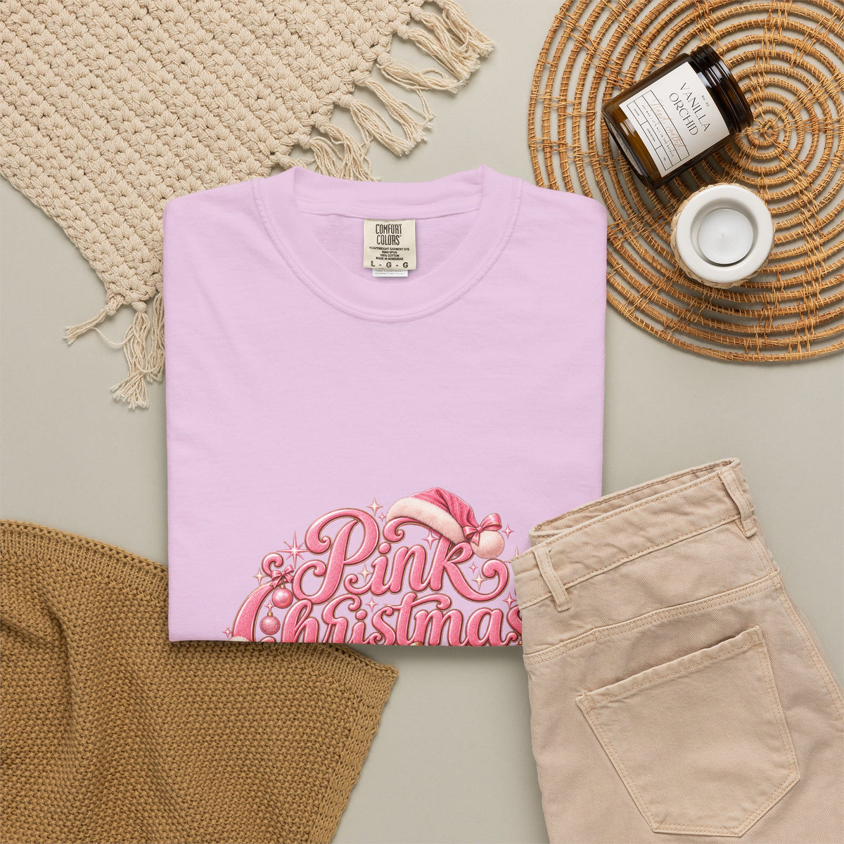 Pink Christmas T-Shirt — Festive Retro Script Holiday Tee
