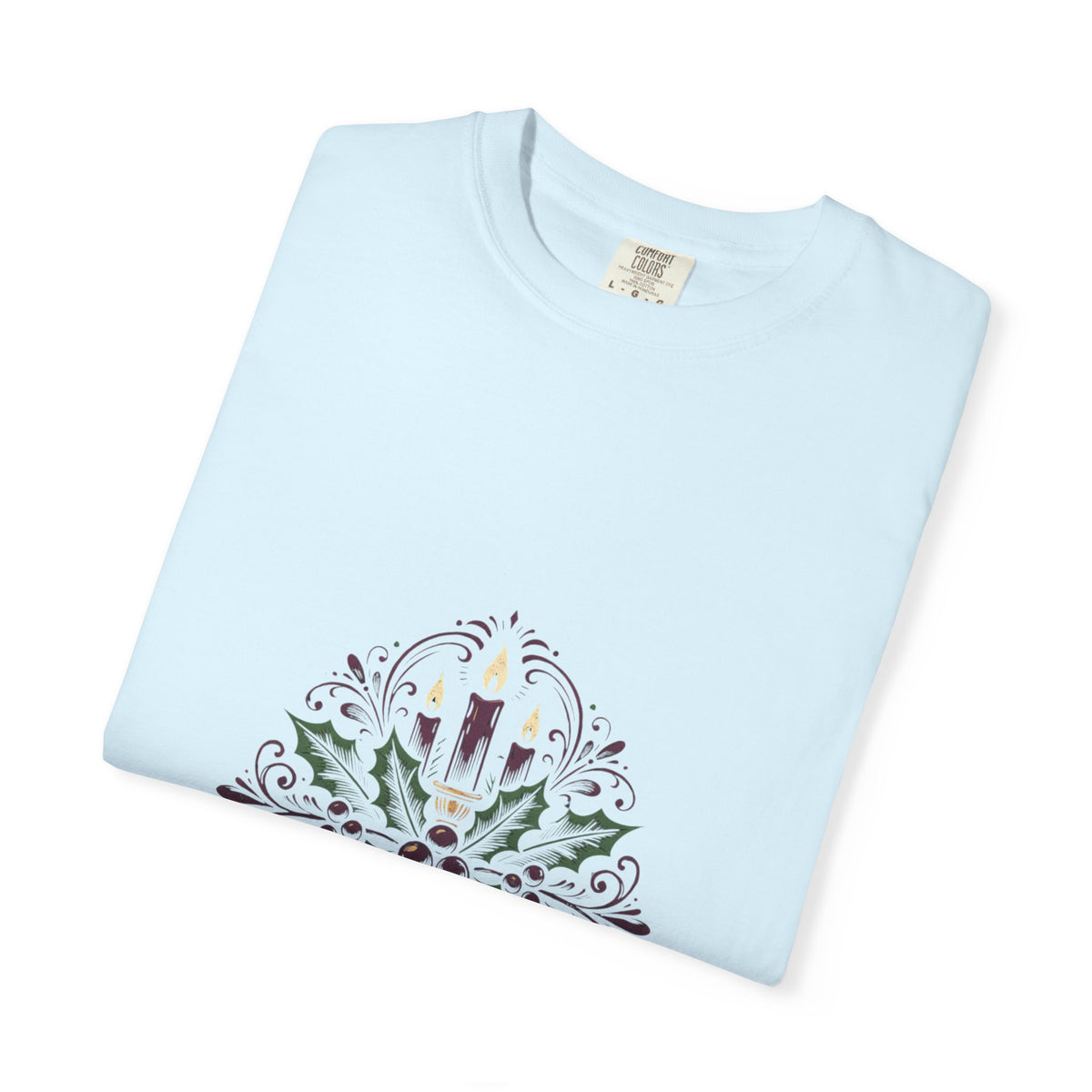 Moody Holiday Candle Wreath T-Shirt | Christmas Seasonal Tee | Festive Graphic Shirt | Holiday Gift for Her Him | Vintage Xmas