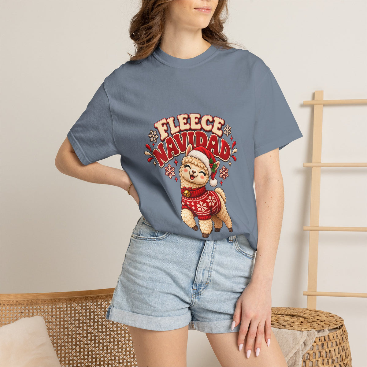 Fleece Navidad Tee — Cute Llama Christmas T-Shirt