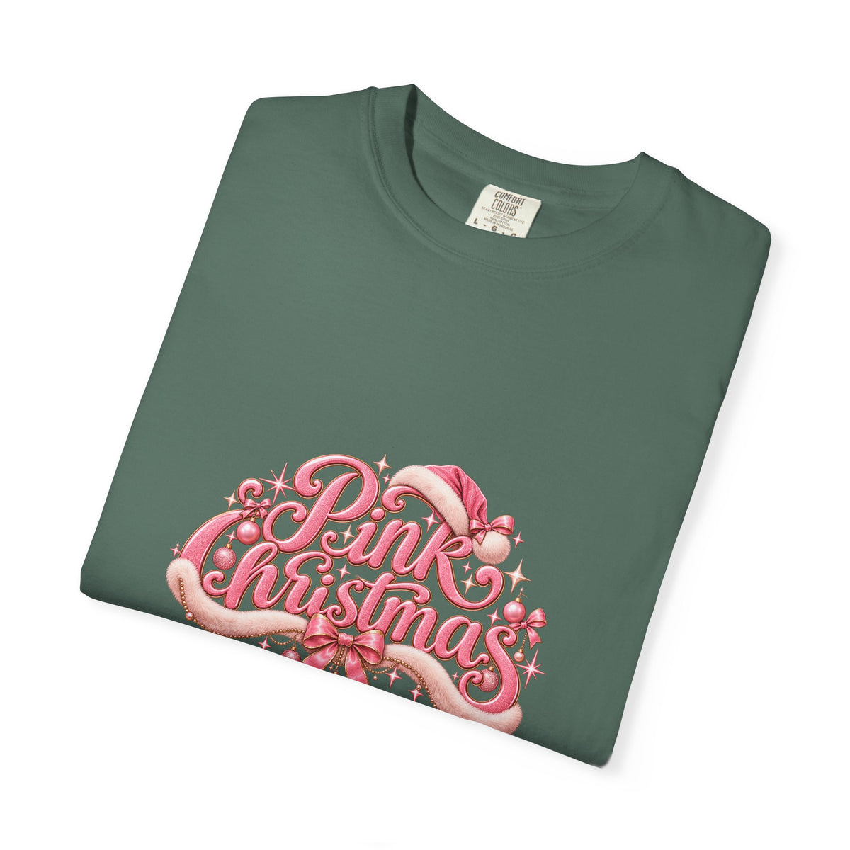 Pink Christmas T-Shirt — Festive Retro Script Holiday Tee