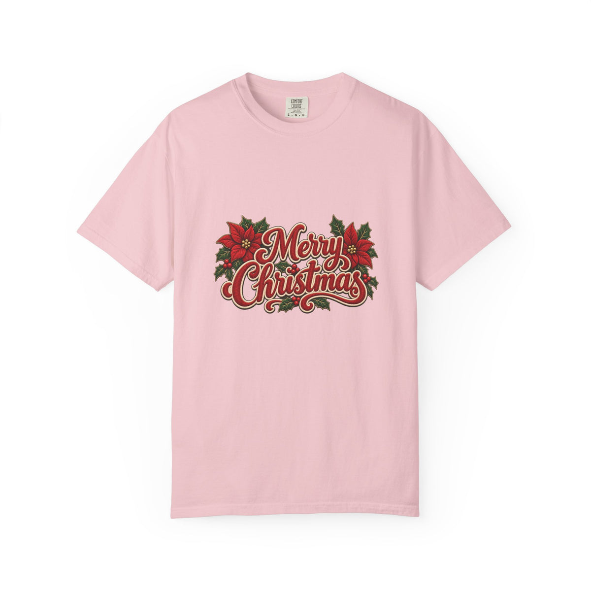 Merry Christmas Poinsettia T-Shirt | Red Holiday Floral Graphic Tee