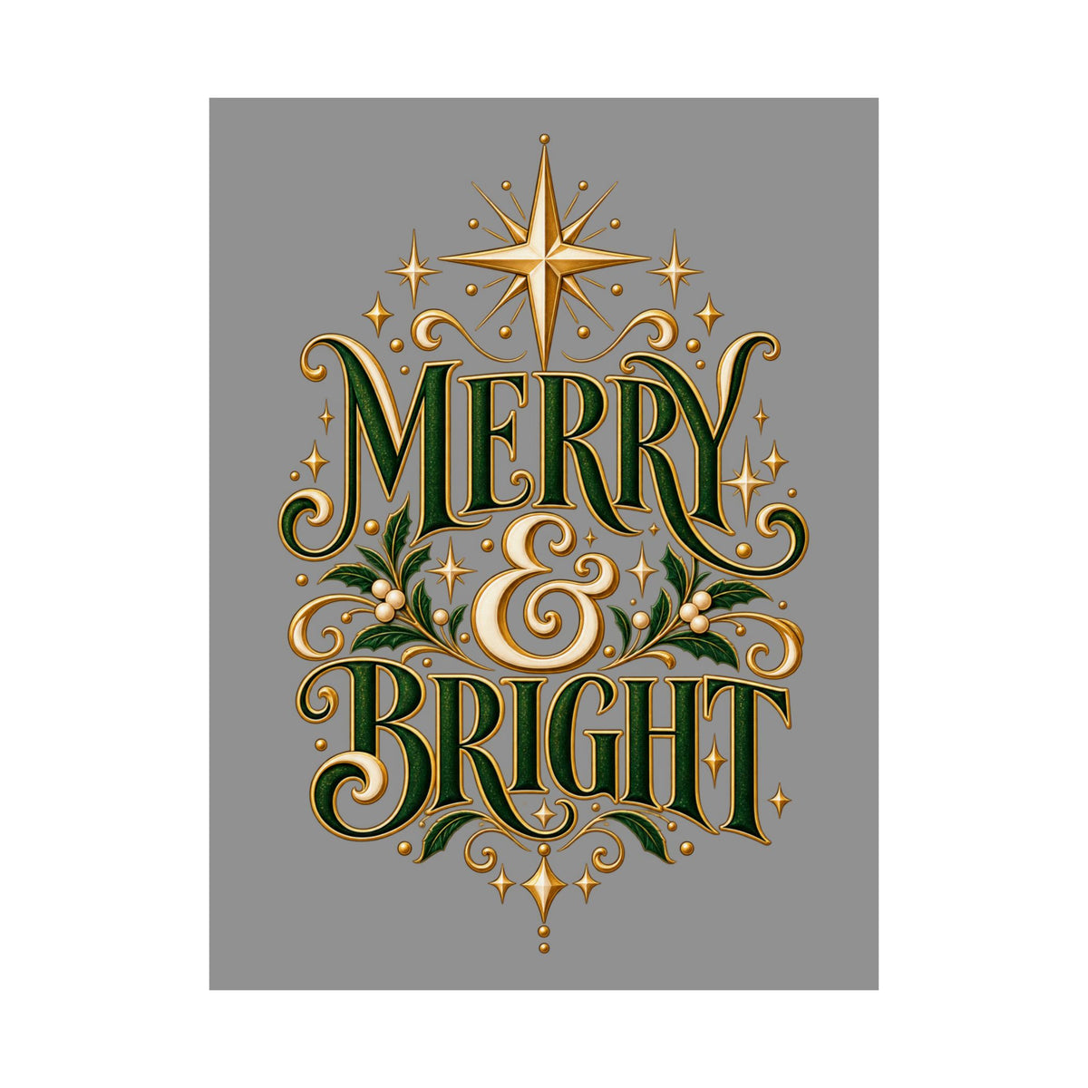 Merry & Bright Holiday Poster — Matte Vertical Christmas Wall Art