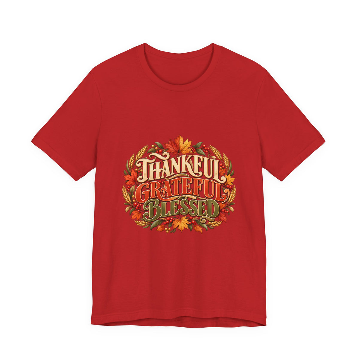 Thankful Grateful Blessed tee | Fall leaves Thanksgiving shirt