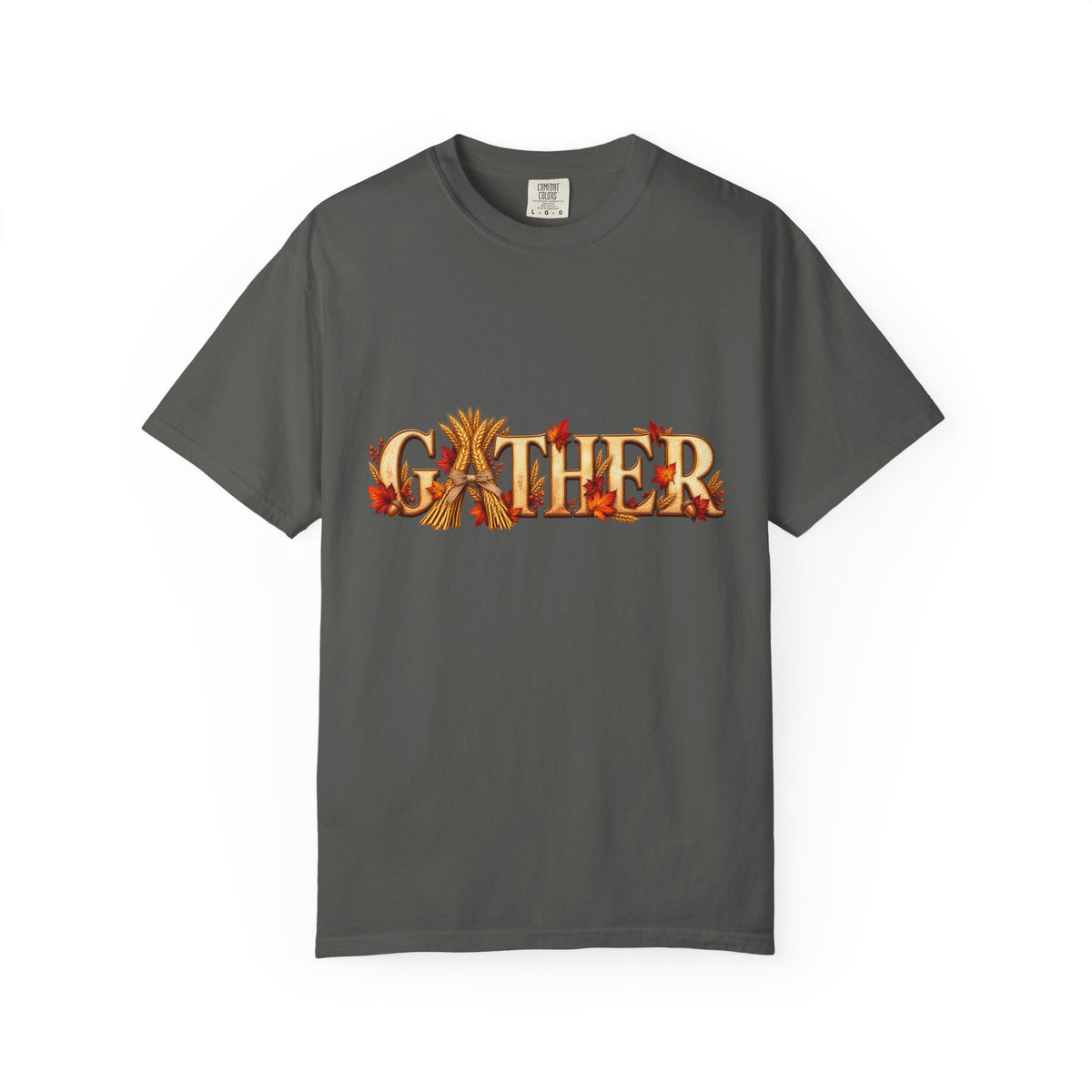Gather Fall T-Shirt — Autumn Leaves Harvest Graphic Tee, Thanksgiving Family Gathering Shirt, Rustic Fall Gift