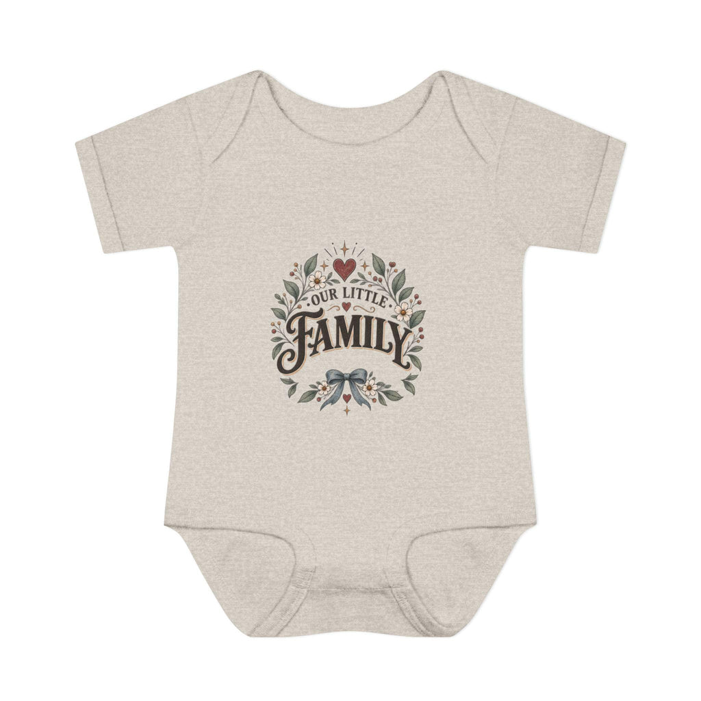 Our Little Family Infant Bodysuit | Floral Heart Woodland Baby Onesie