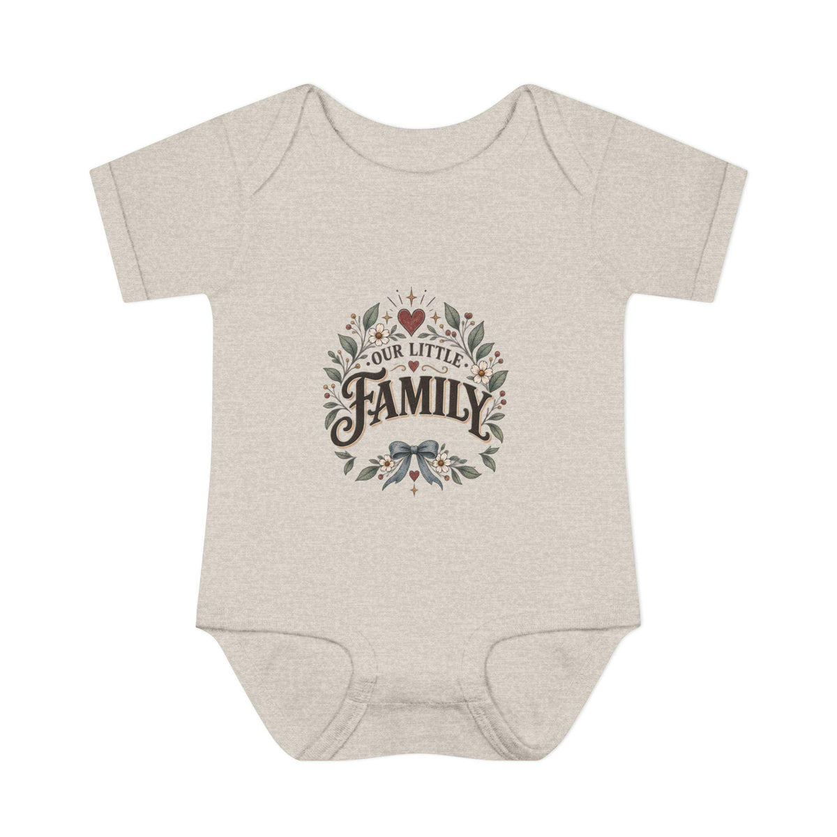 Our Little Family Infant Bodysuit | Floral Heart Woodland Baby Onesie