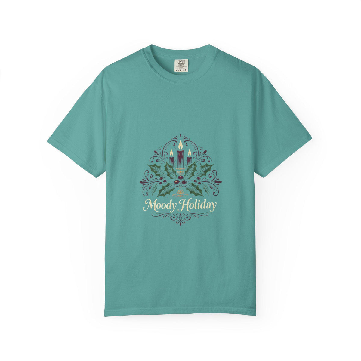 Moody Holiday Candle Wreath T-Shirt | Christmas Seasonal Tee | Festive Graphic Shirt | Holiday Gift for Her Him | Vintage Xmas