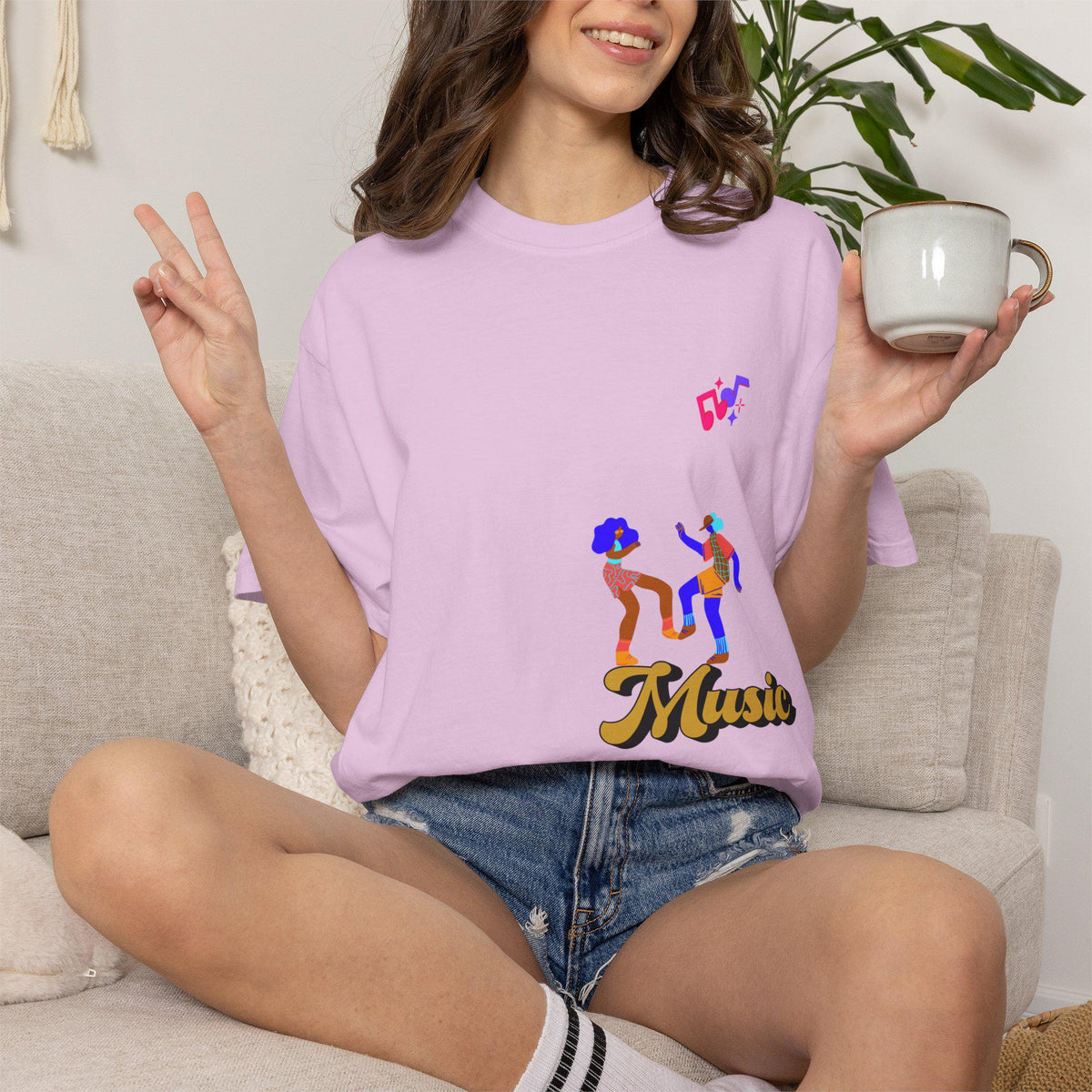 Retro Dancing Couple Music T-Shirt | Colorful Funk Illustration