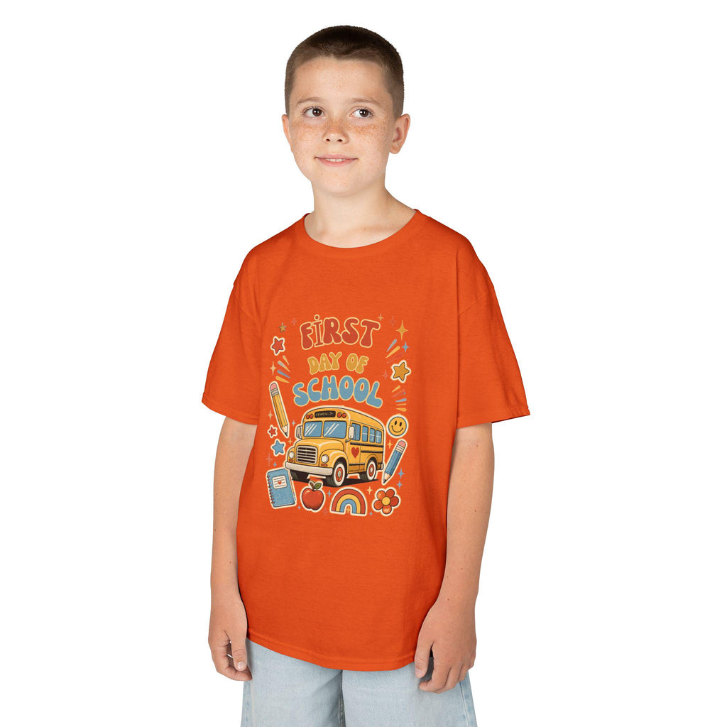 First Day of School Kids Tee | School Bus Pencil Rainbow Shirt | Back to School Gift | Kindergarten Preschool Outfit | Children Boy Girl