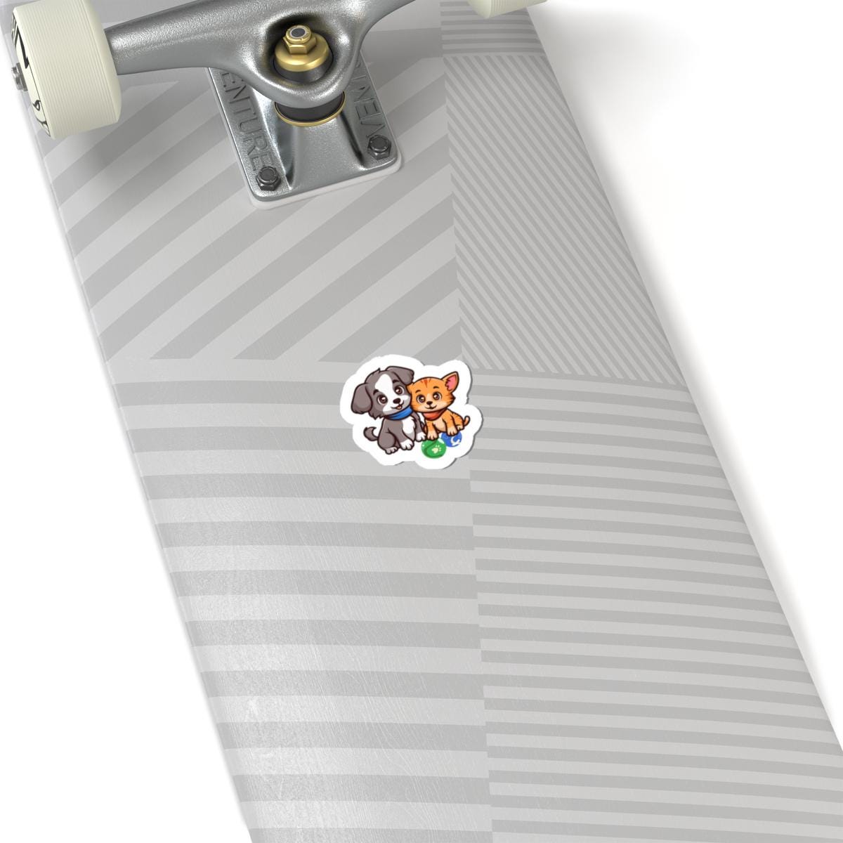 Cute Puppy And Kitten Illustration Sticker