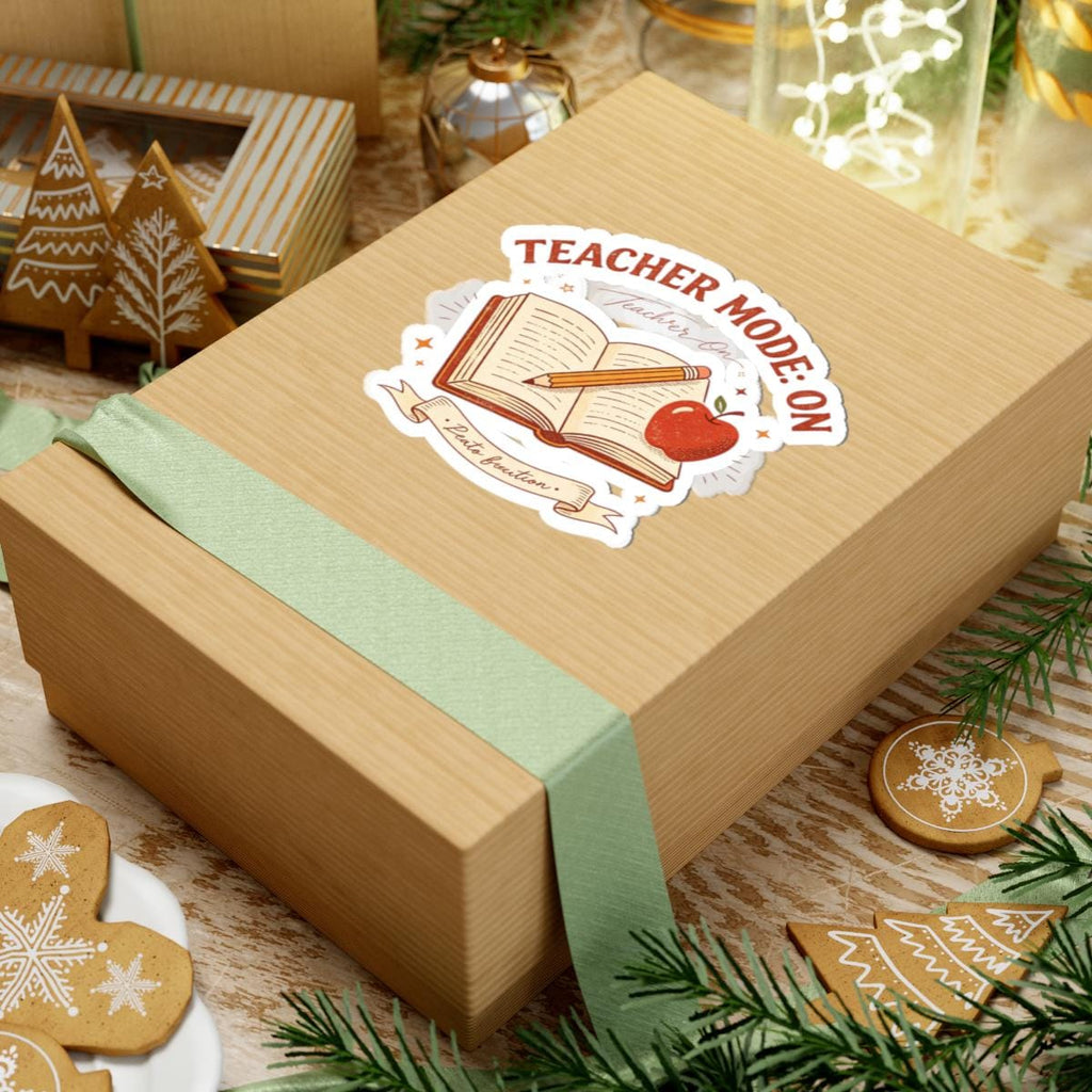 Teacher Mode On Book And Apple Sticker