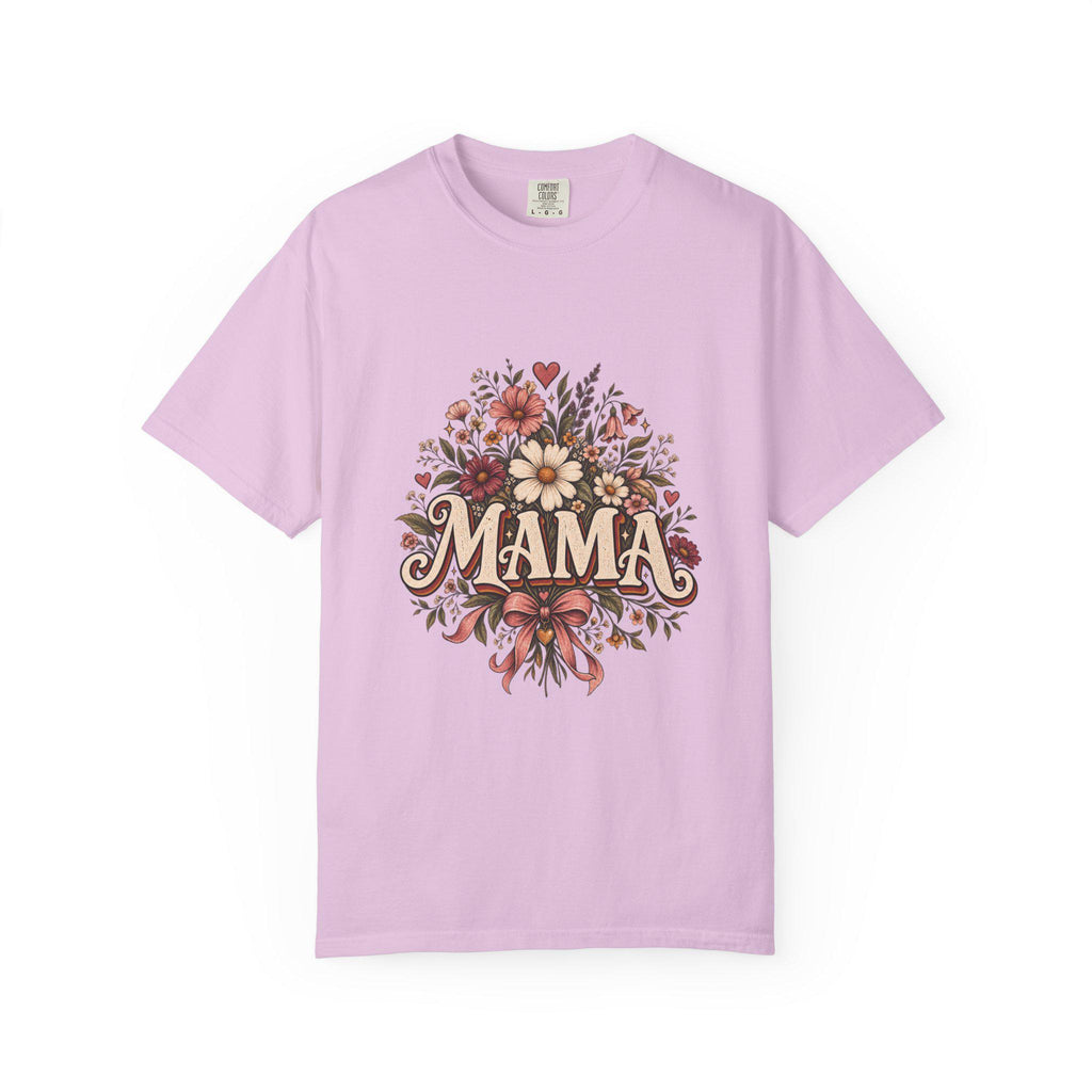 Mama floral bouquet T-Shirt | vintage script, roses & daisies