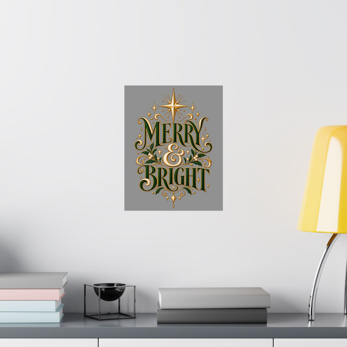 Merry & Bright Holiday Poster — Matte Vertical Christmas Wall Art
