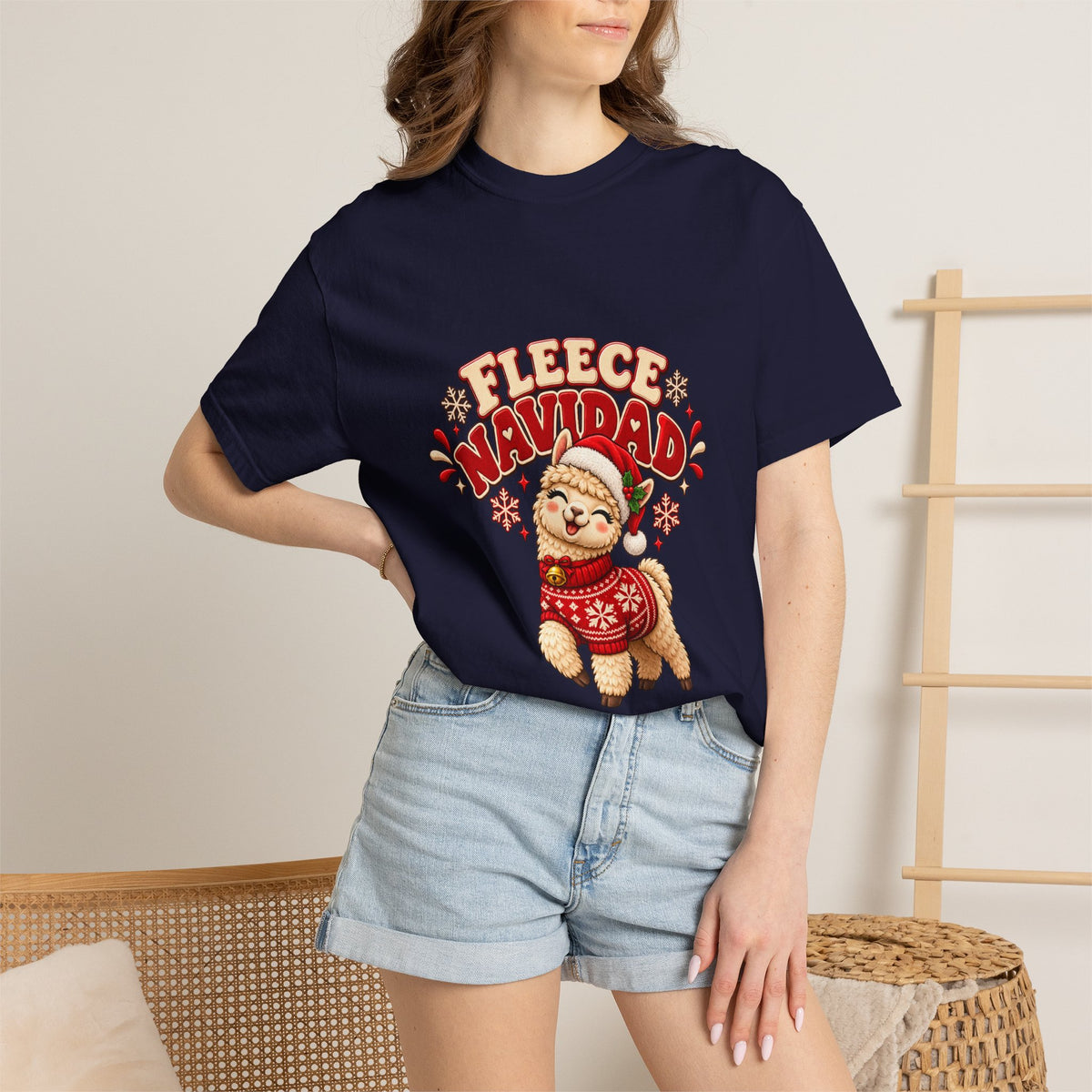 Fleece Navidad Tee — Cute Llama Christmas T-Shirt