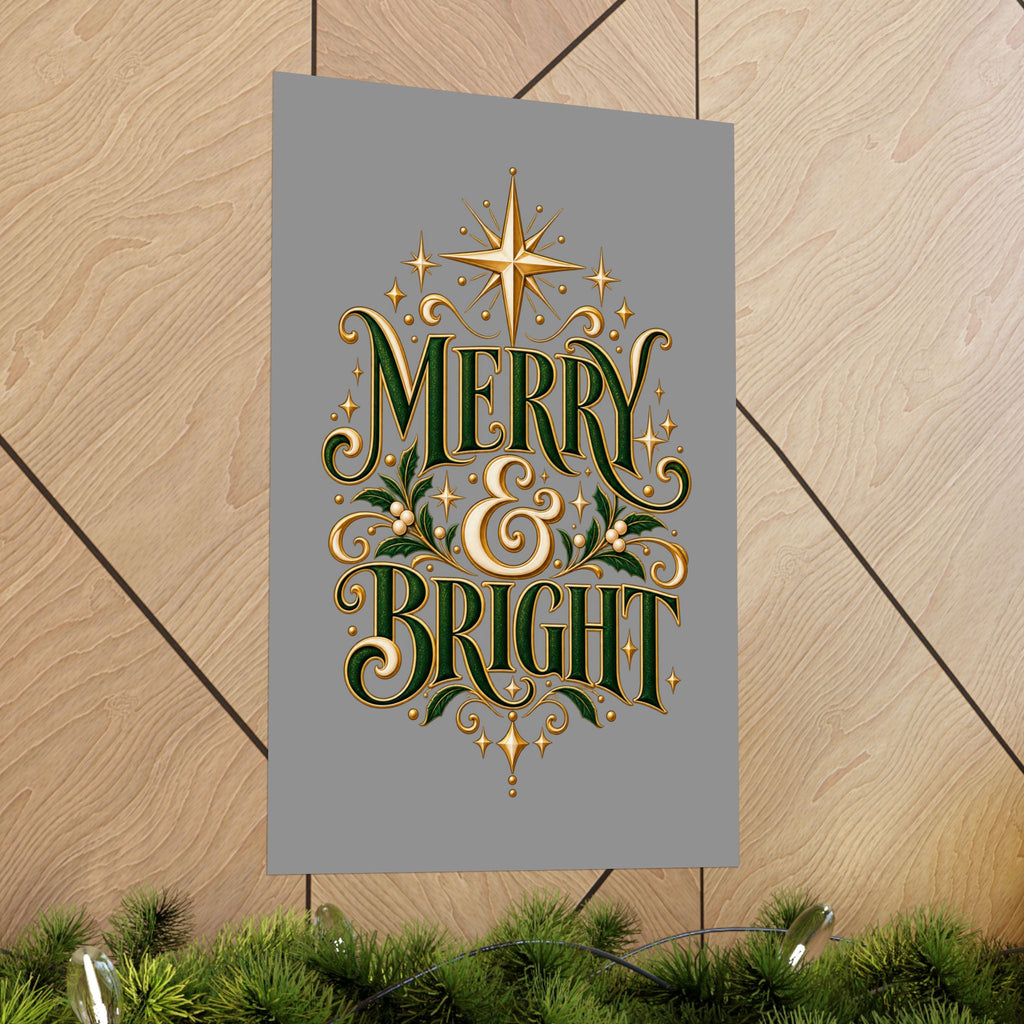 Merry & Bright Holiday Poster — Matte Vertical Christmas Wall Art