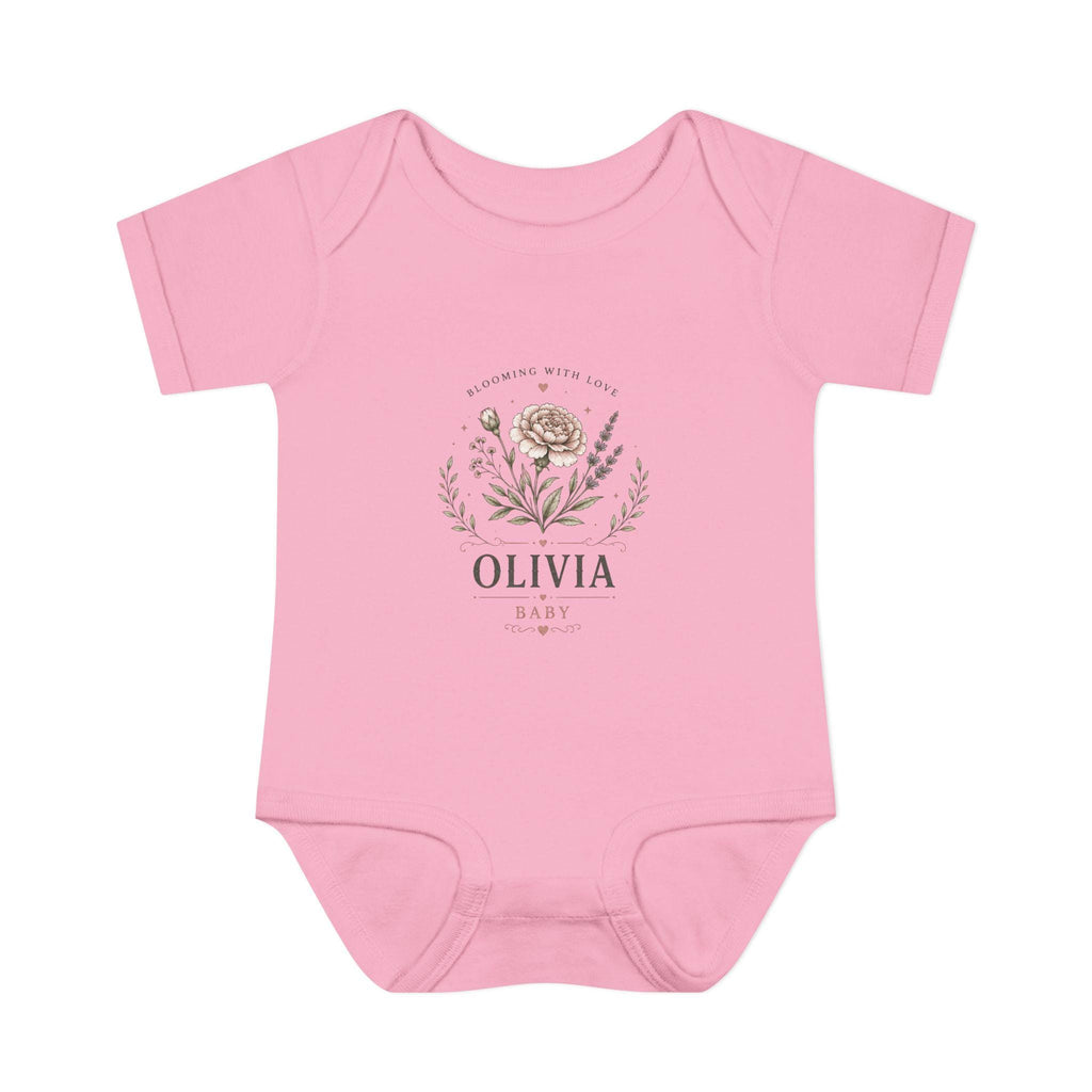 Floral Name Monogram Infant Bodysuit | Personalized Baby Onesie