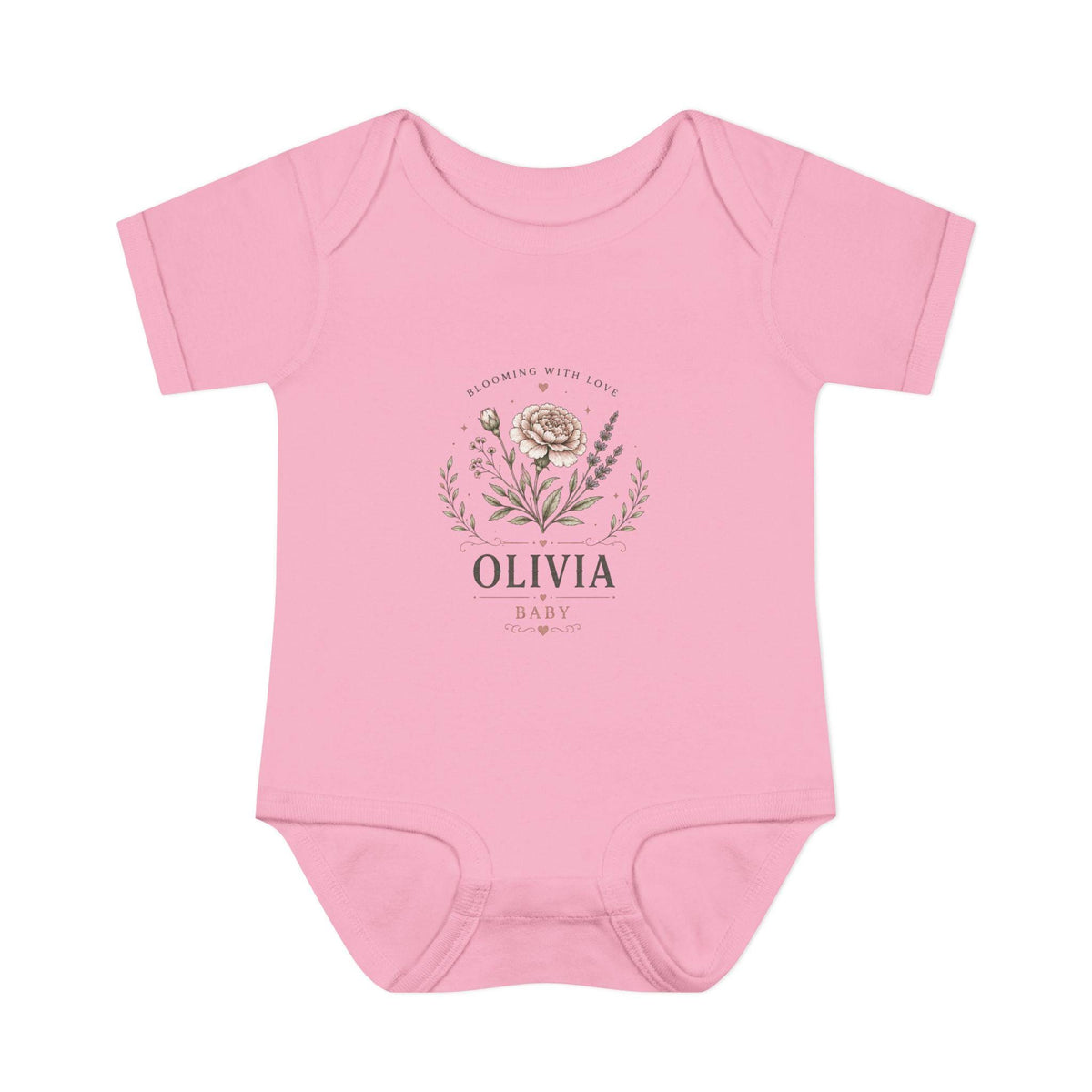 Floral Name Monogram Infant Bodysuit | Personalized Baby Onesie