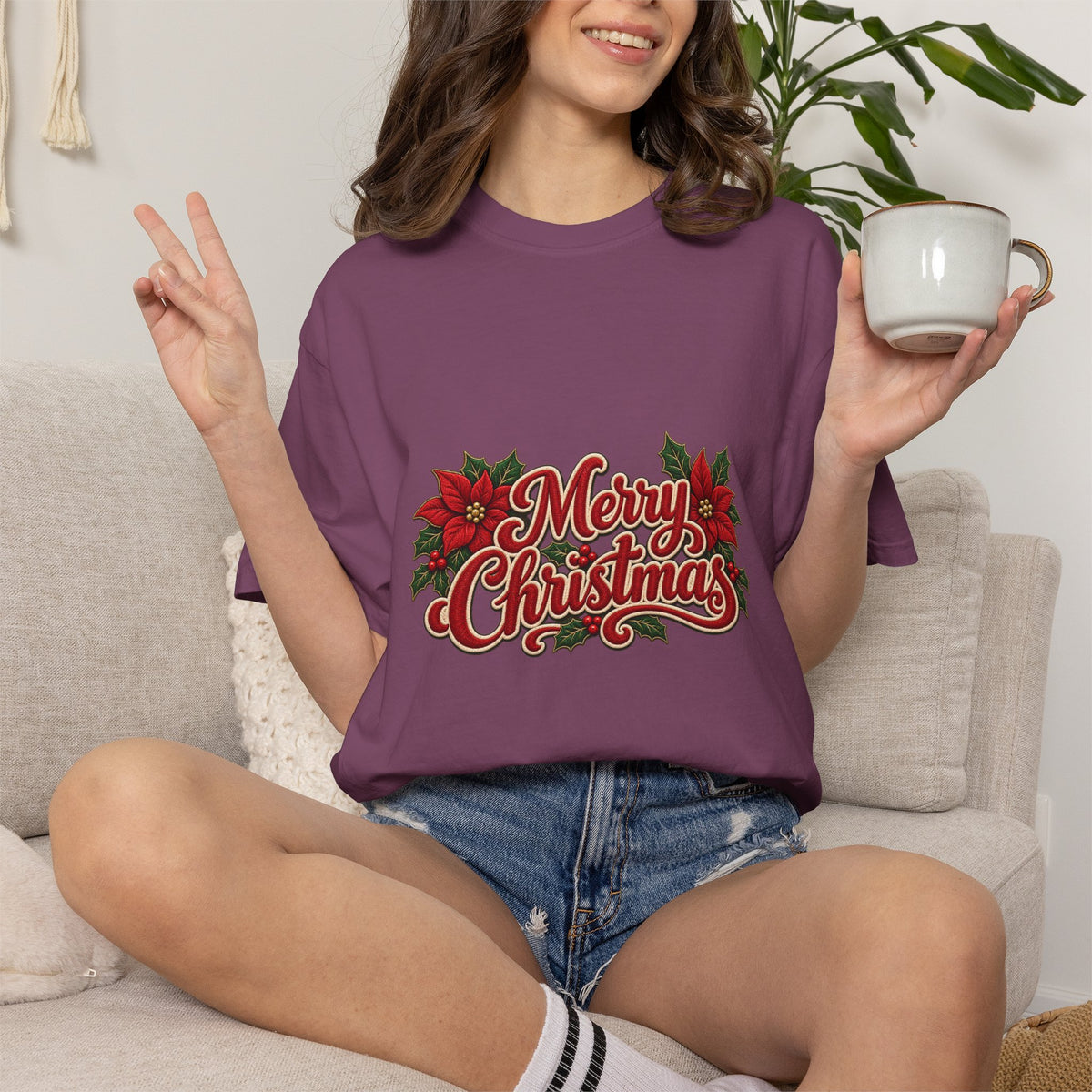 Merry Christmas Poinsettia T-Shirt