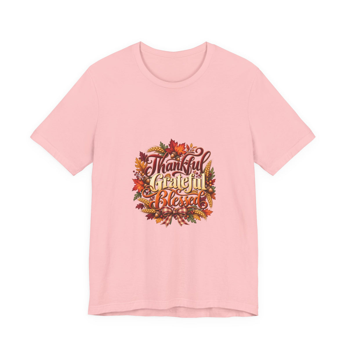 Thankful Grateful Blessed T-Shirt — Fall Leaves Thanksgiving Tee, Autumn Gratitude Shirt, Family Matching Outfit