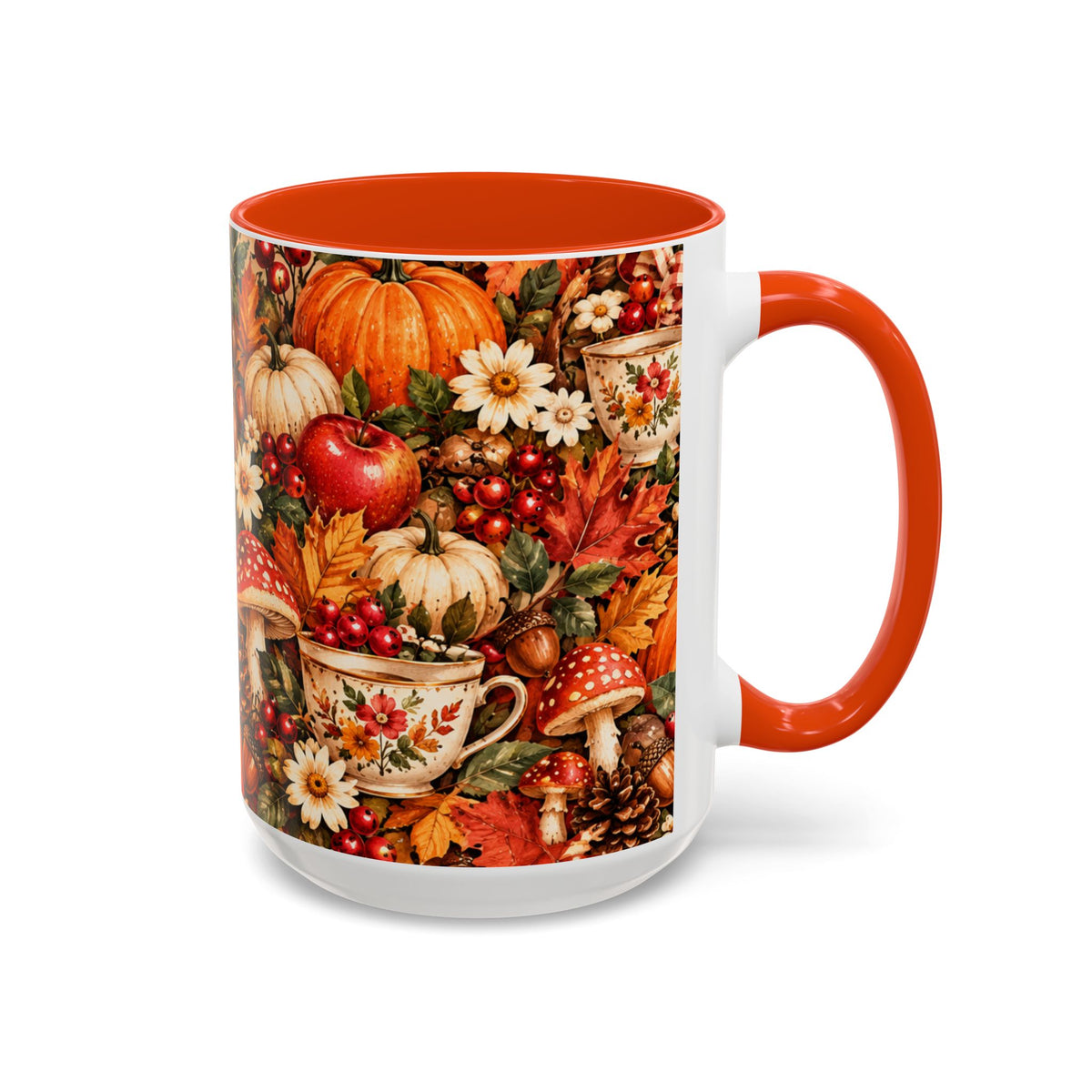 Autumn Harvest Mugs | Fall Pumpkins, Apples, Mushrooms, Daisies 11oz 15oz