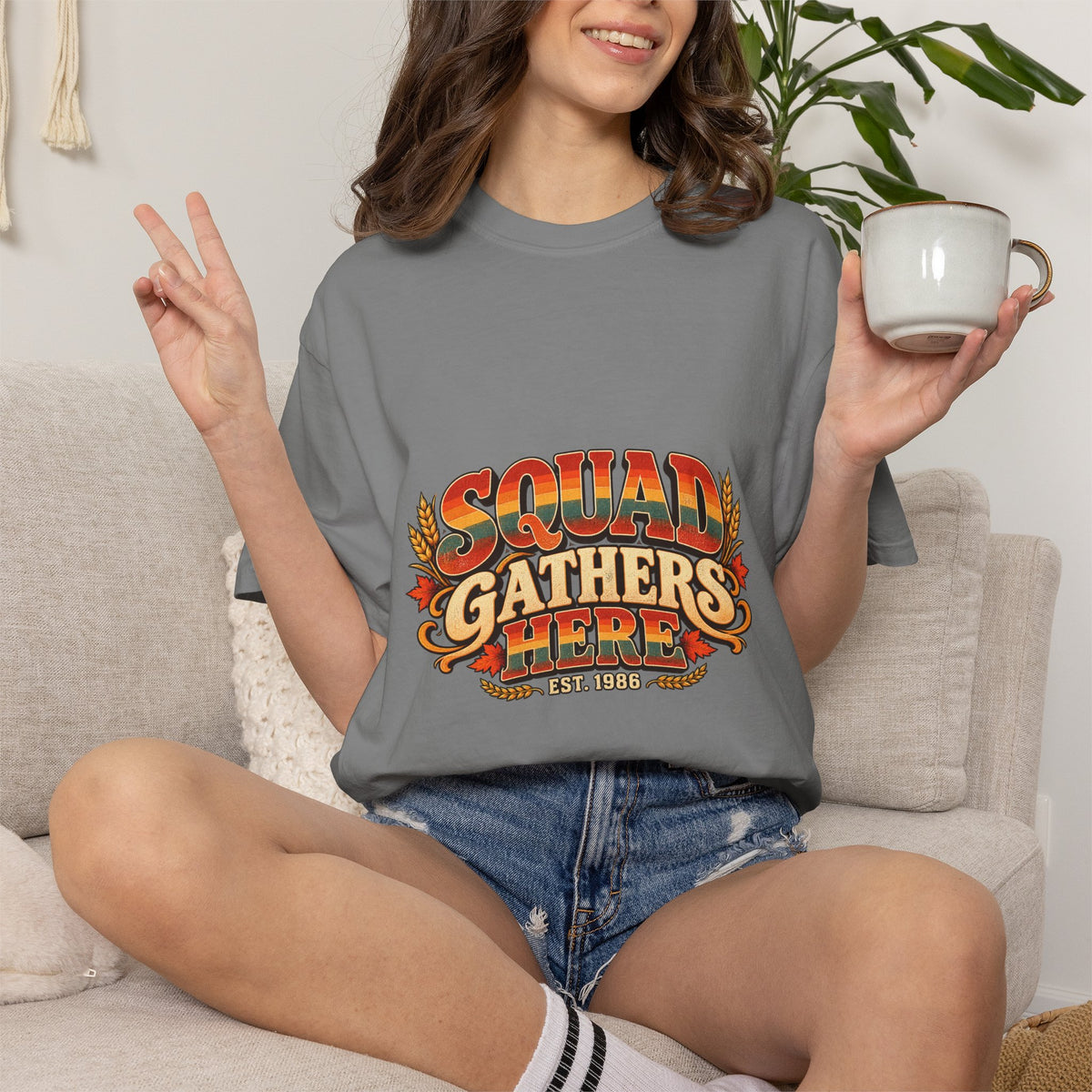 Squad Gathers Here T-Shirt — Retro Thanksgiving Family Reunion Tee, Vintage Fall Gathering Shirt, Friendsgiving