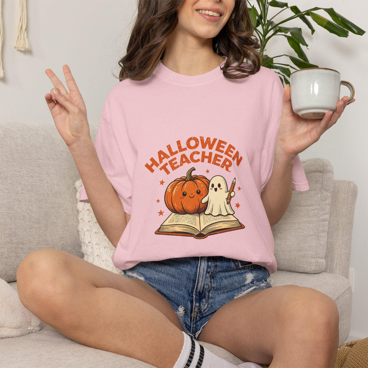 Halloween Teacher Pumpkin and Ghost T-shirt | Cute Spooky Classroom Tee