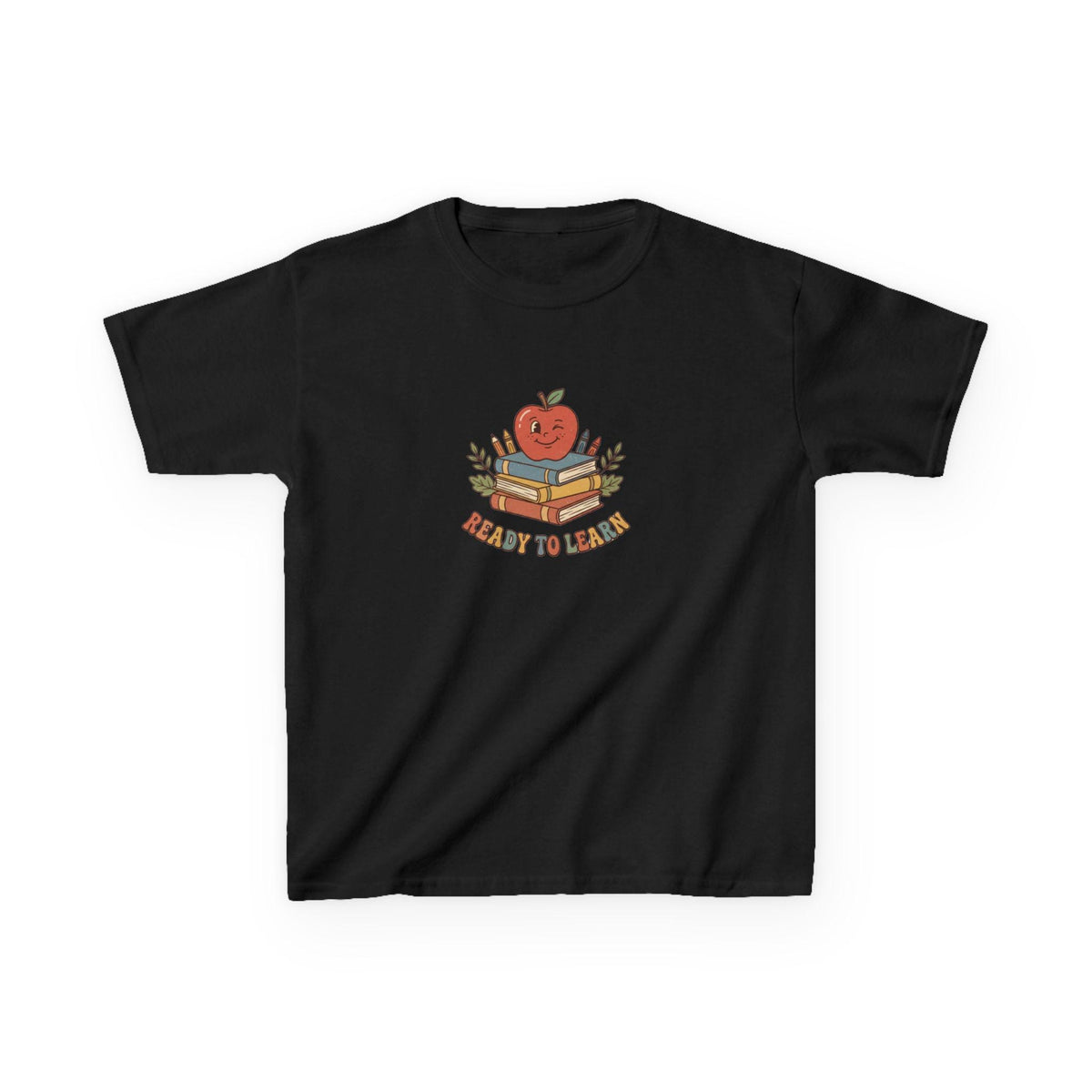 Apple on Books Kids T-Shirt | Back to School Cute Teacher Shirt