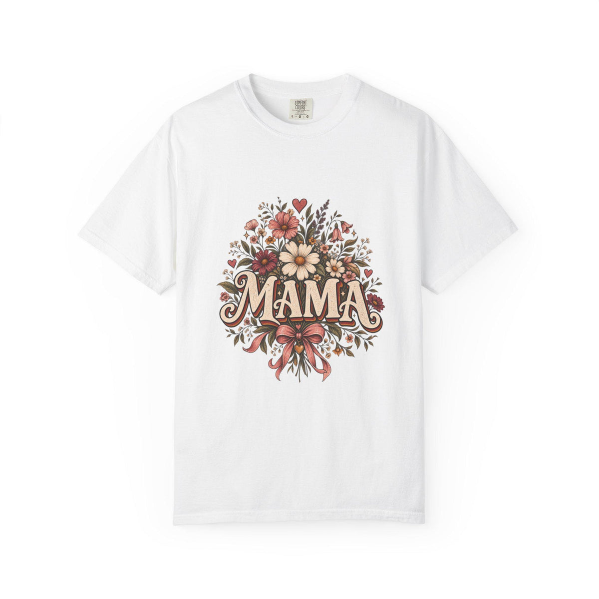 Mama floral bouquet T-Shirt | vintage script, roses & daisies
