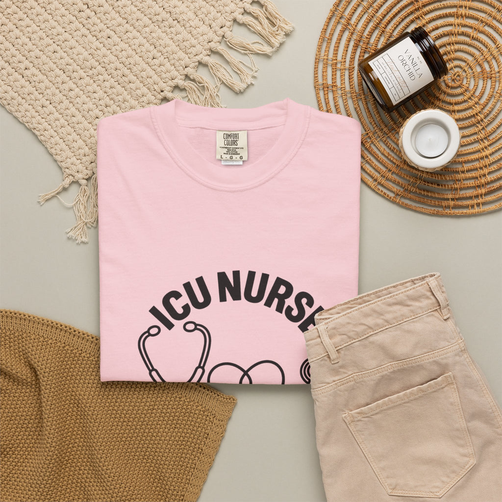ICU Nurse Night Shift Survivor T-shirt | Stethoscope Heart Design