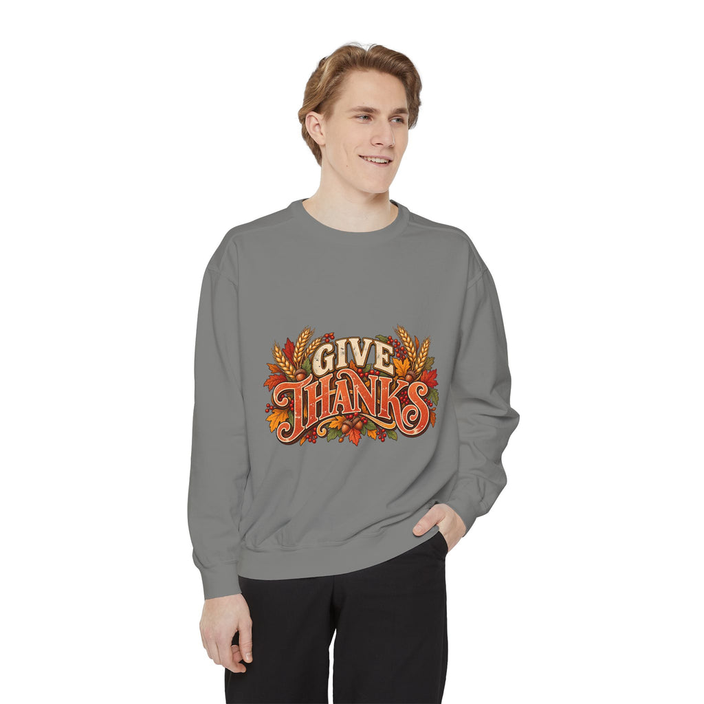 Give Thanks Fall Leaves Sweatshirt | Thanksgiving Seasonal Crewneck