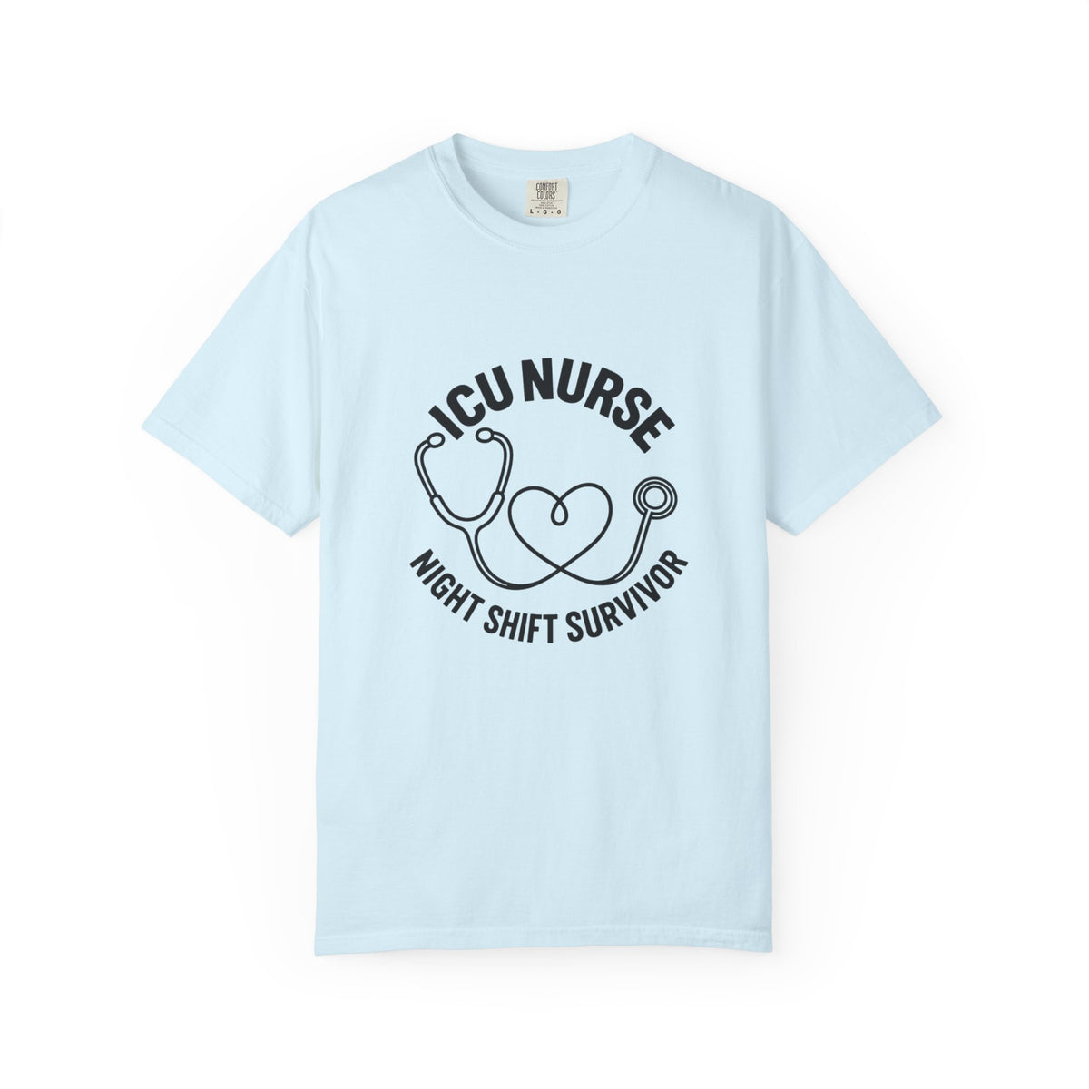 ICU Nurse Night Shift Survivor T-shirt | Stethoscope Heart Design